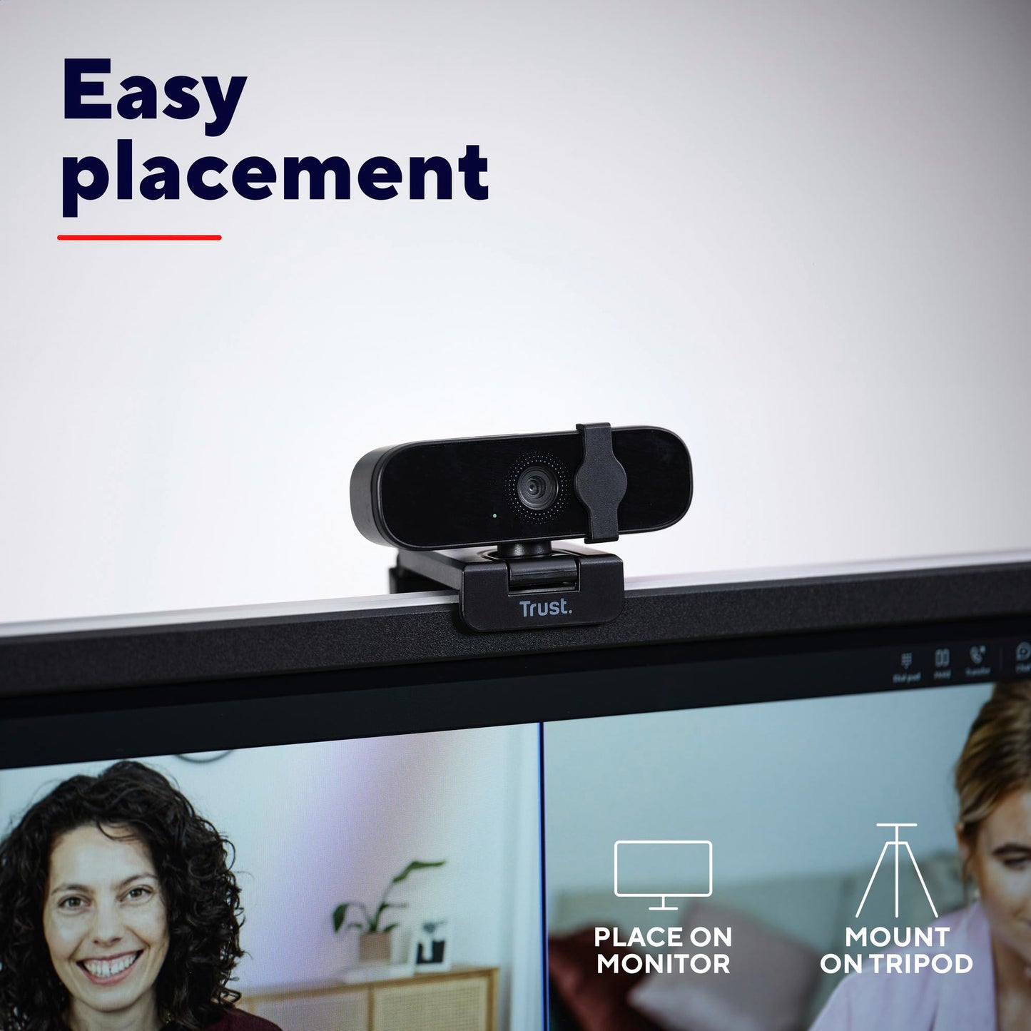 Trust Tanor 1080p Webcam PC, Full HD USB Web Cam mit Blickschutzfilter, PC Kamera mit Mikrofon, Fixfokus 30 FPS, 85% Recyclingkunststoff, Videokamera für Laptop Desktop Mac Windows Zoom Teams