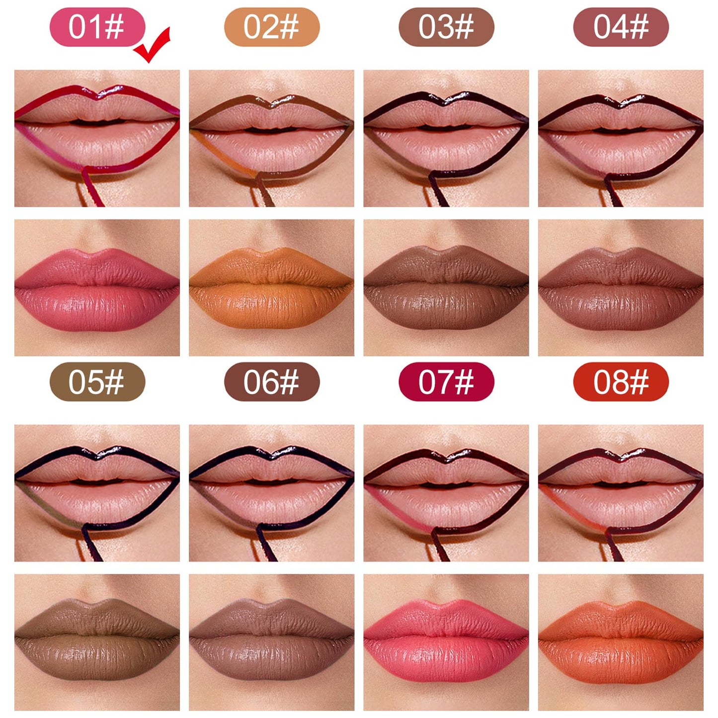 Lip Stain Peel Off Waterproof Long-Lasting Lip Tint with Matte Finish (04#)