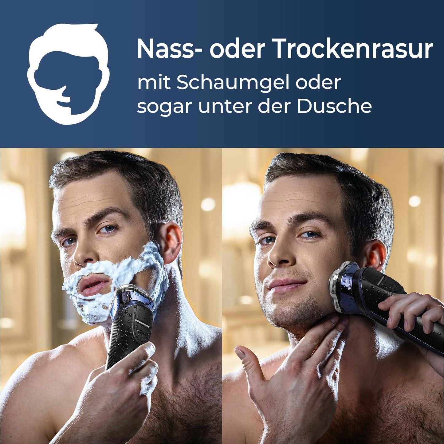 Rasierer Herren Elektrisch, FitSan Einziehbarer Bartschneider, Elektrischer Nass- und Trockenrasierer, Herrenrasierer mit Reiseschloss, Wasserdicht, LED-Anzeige