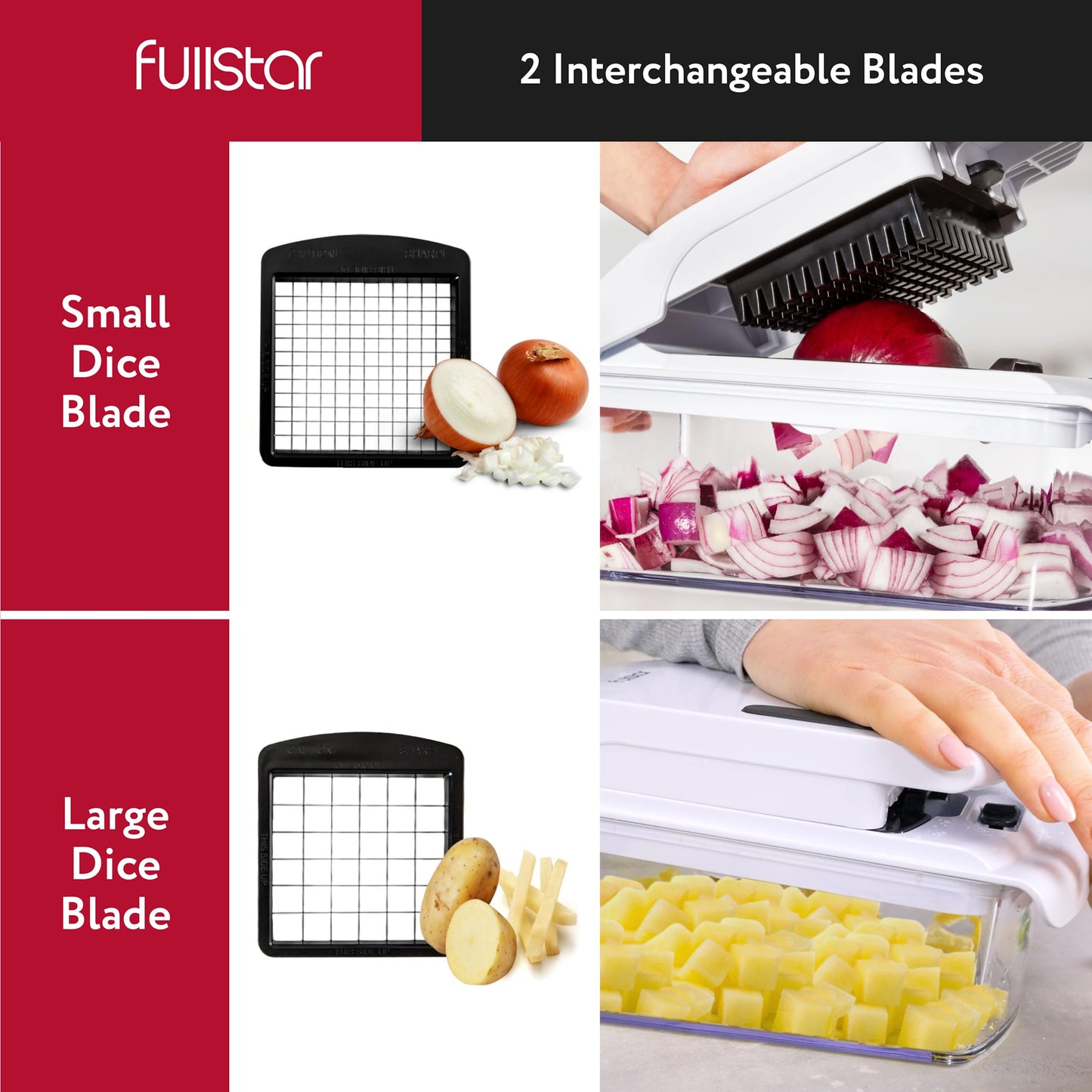 Gemüseschneider Spiralschneider Gemüsehobel - Gemüse Schneider Zwiebelschneider Kartoffelschneider Obstschneider - Vegetable Chopper Cutter Dicer (4-in-1 - Weiß)