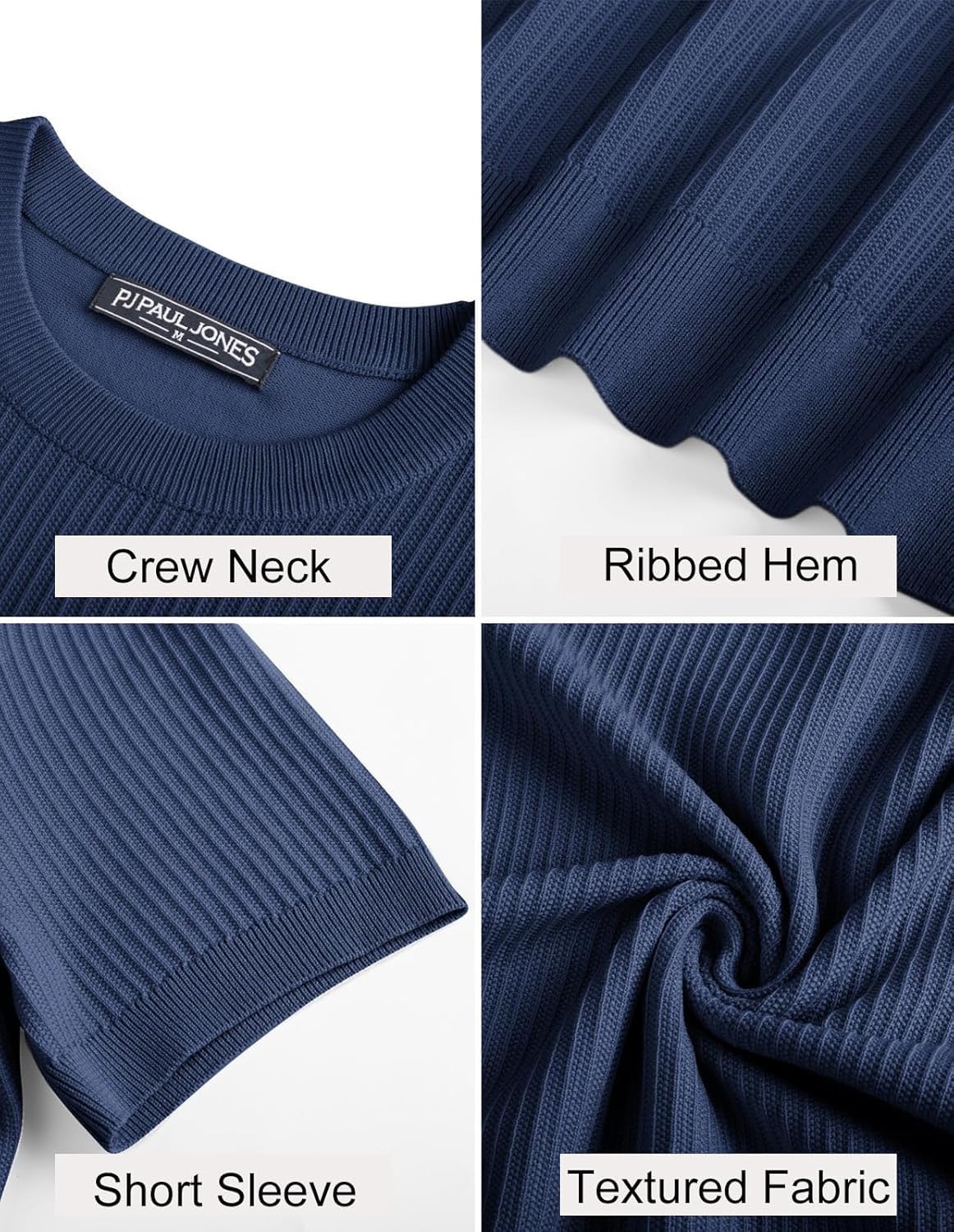 Men’s Short Sleeve Knitted Crew Neck T-Shirt