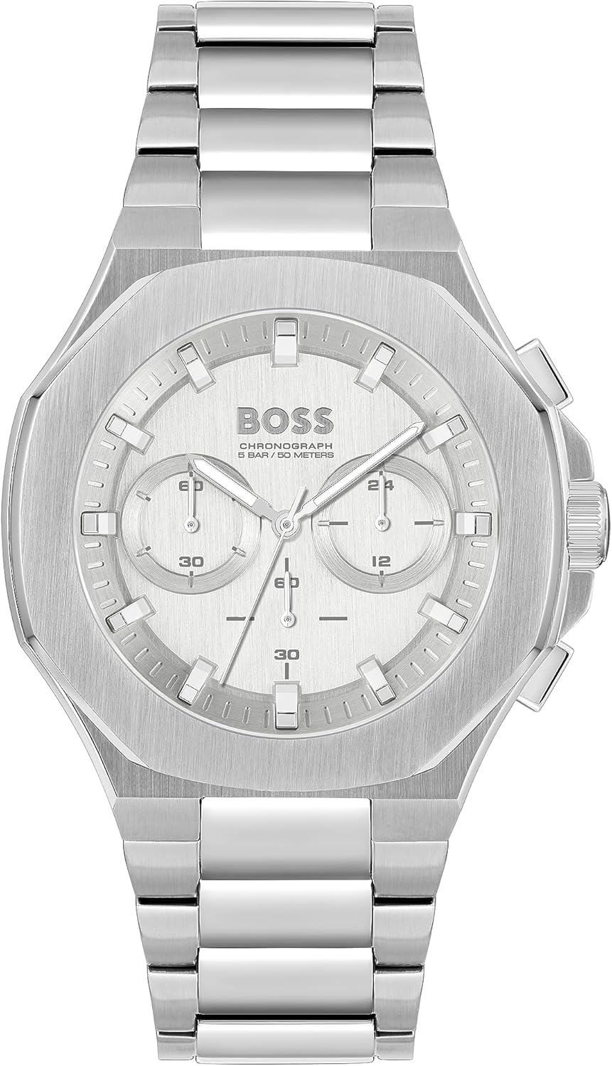 BOSS Chronograph Quartz Watch for Men Collection Taper with Silver Stainless Steel Bracelet - 1514087