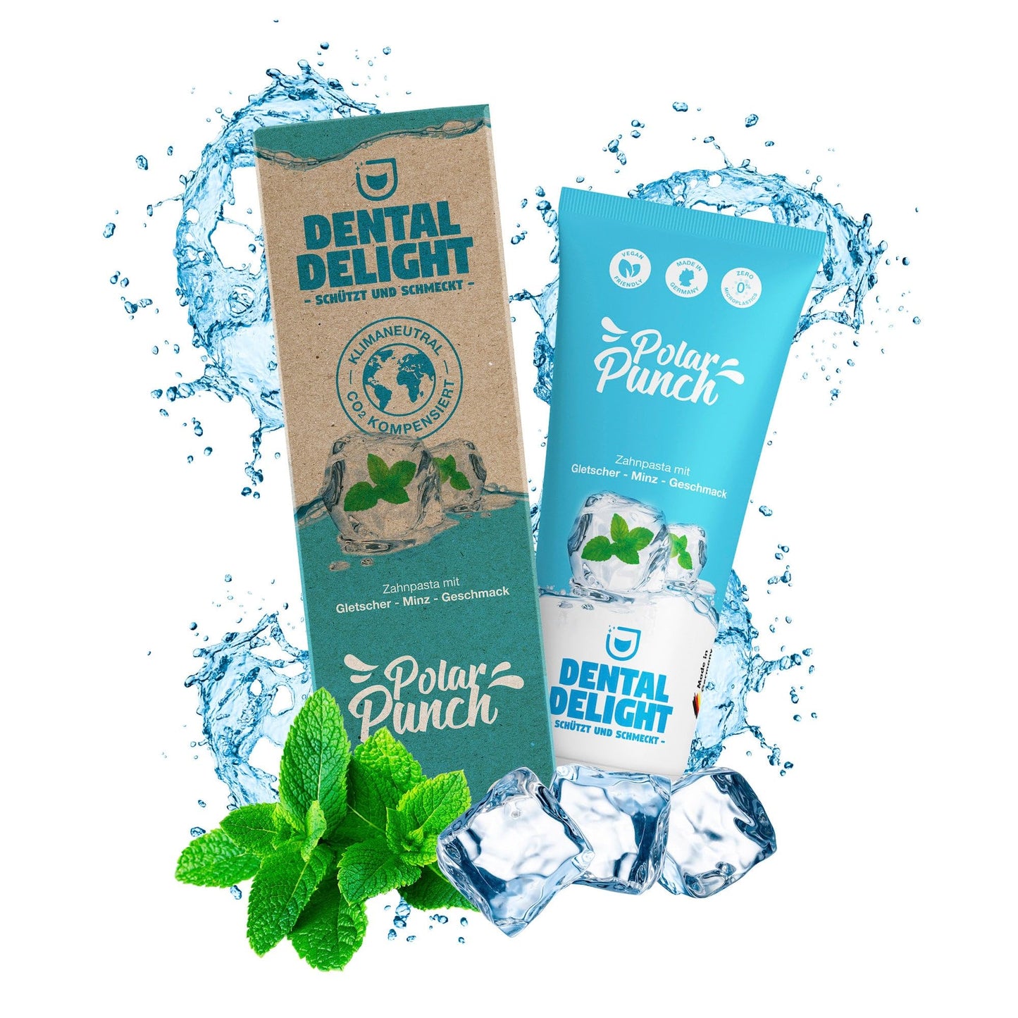 DENTAL DELIGHT Polar Punch Zahnpasta (TESTSIEGER), Vegane Zahnpasta mit Geschmack, Zahncreme (Minze, 4er Pack)
