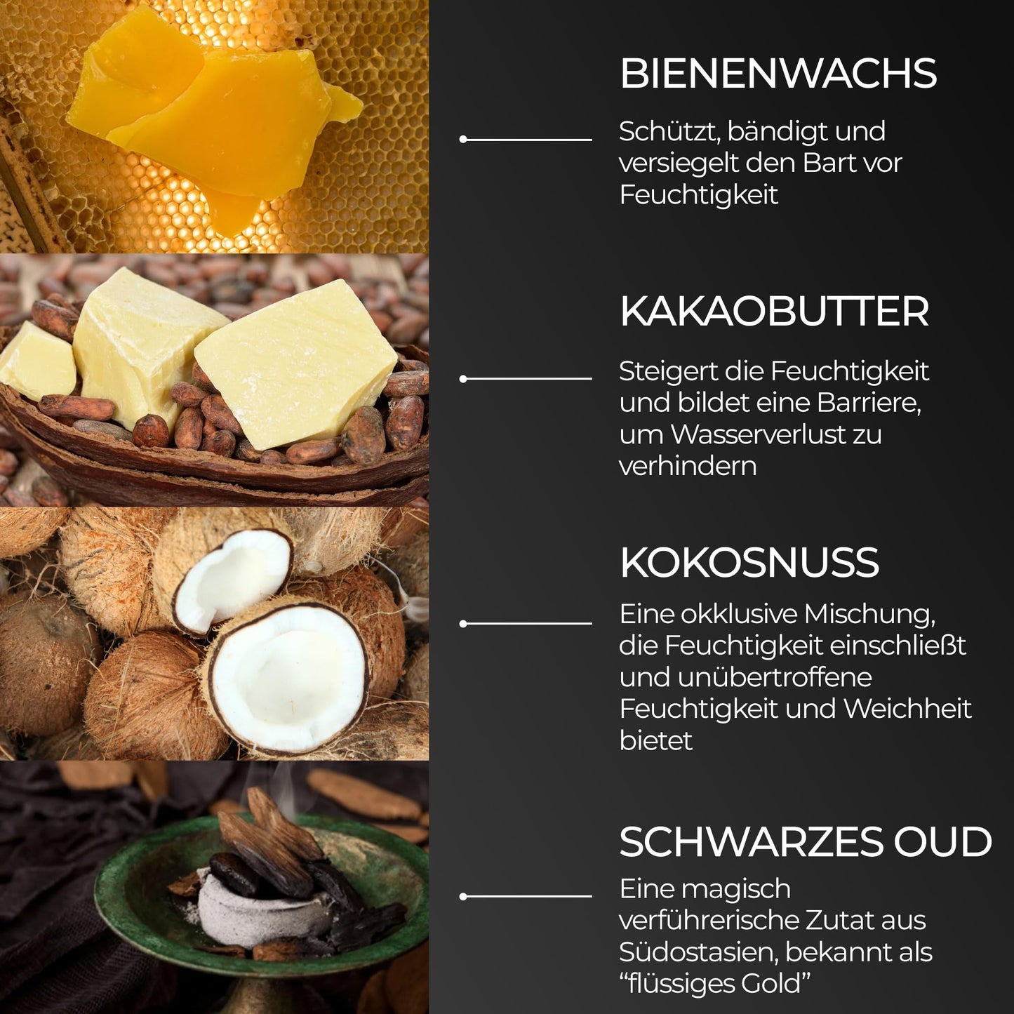 ZOUSZ Black Oud Bartbalsam für Männer mit Sheabutter – Premium-Bartbalsam/Bartspülung/Bartweichmacher Herren | Das ultimative nicht fettender Bartpflege für Männer, 50 ml