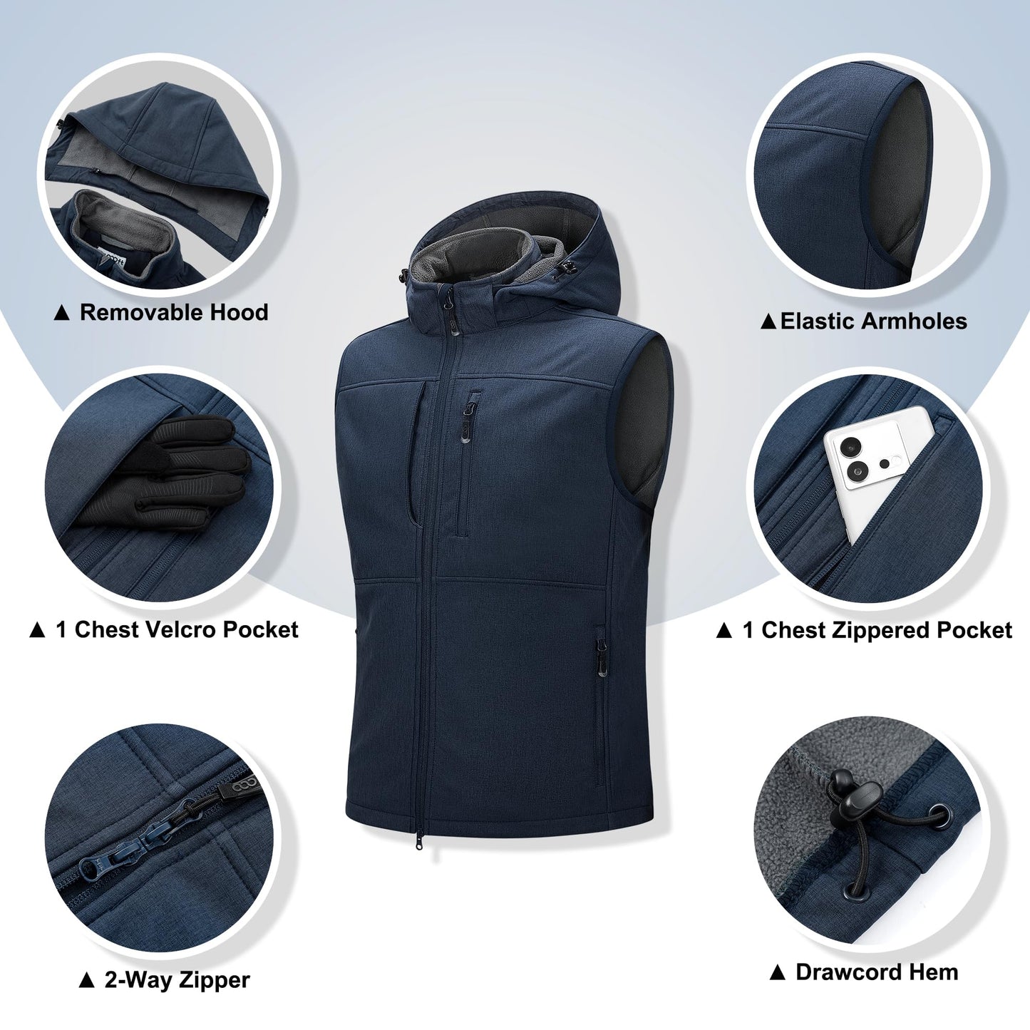 Men’s Outdoor Softshell Vest – Waterproof Sleeveless Jacket