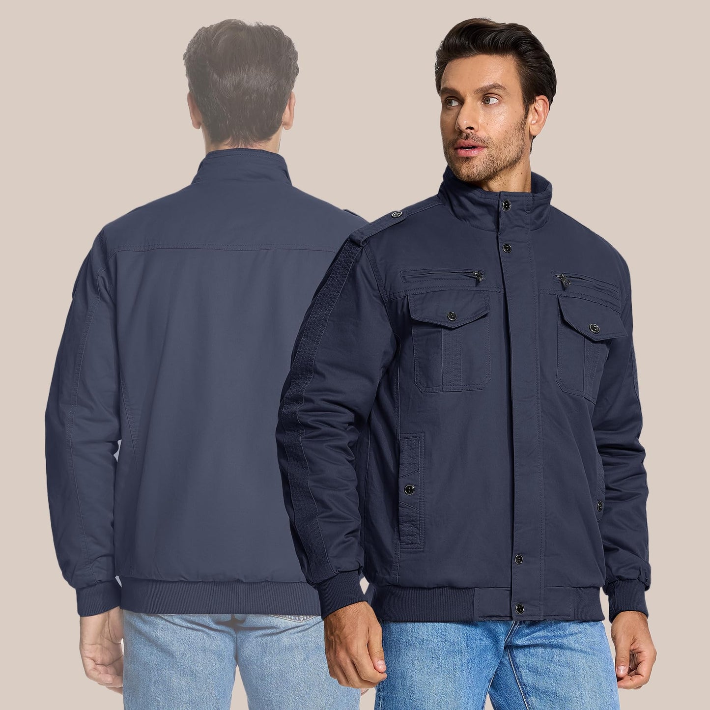 KEFITEVD Men’s Winter Fleece Jacket – Sherpa Lined Military Field Coat