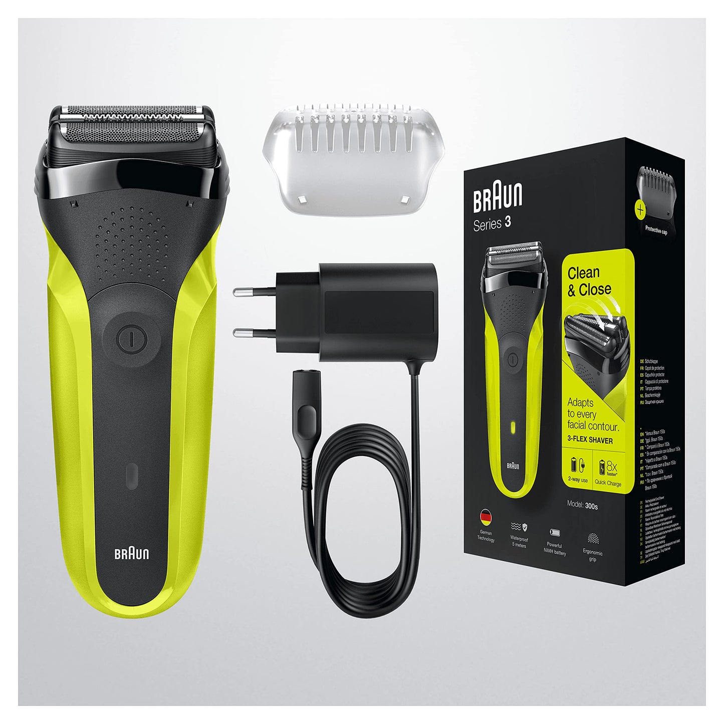 Braun Series 3 ProSkin Elektrorasierer mit Präzisionstrimmer, Rasierer Herren Elektrisch, elektrischer Rasierer, Wet&Dry, rasierapparat, trockenrasierer, Made in Germany, 3040s, schwarz/blau