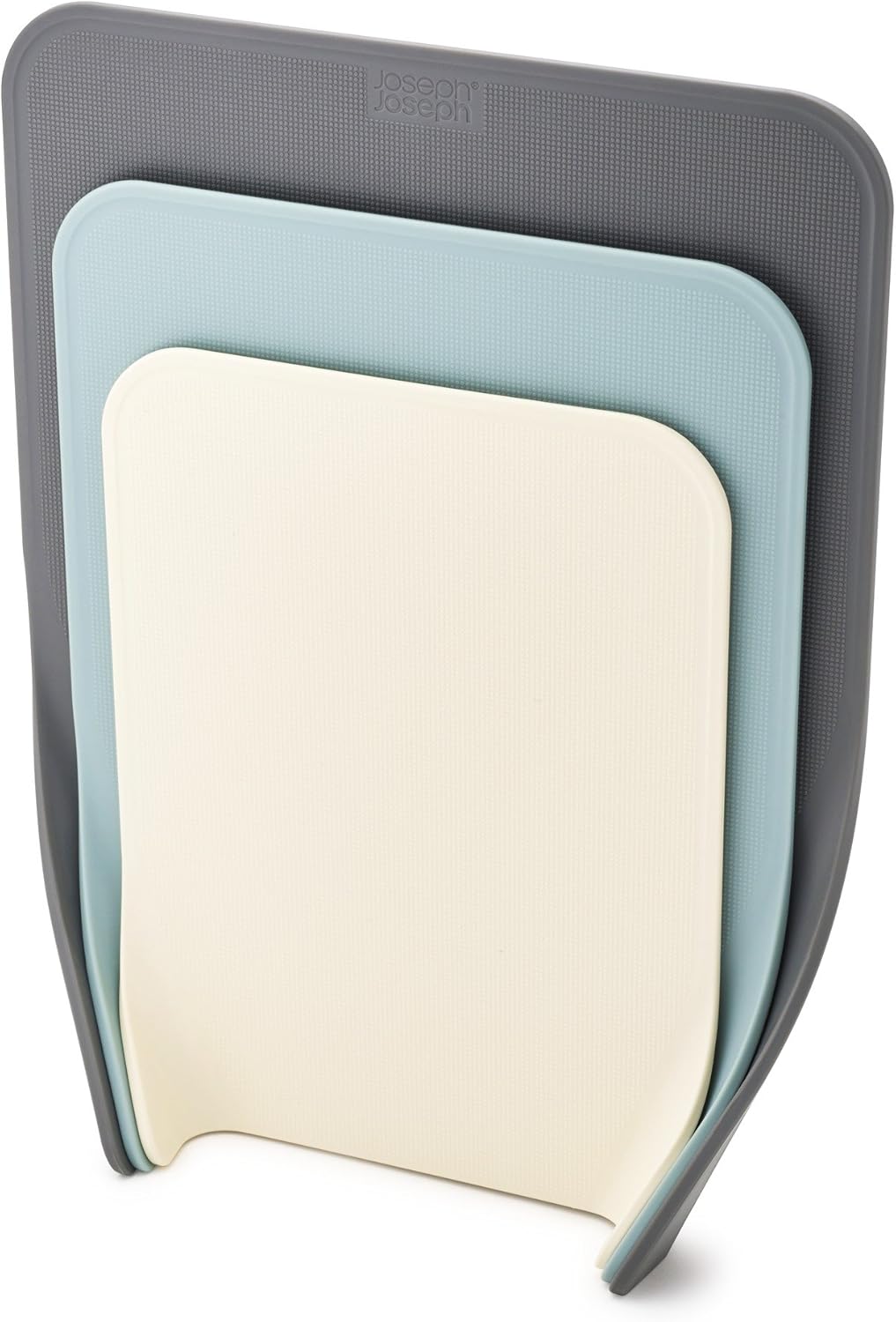 Joseph Joseph Nest 3-teiliges Schneidebrett-Set, platzsparende stapelbare Bretter, spülmaschinenfest – Blau/Grau/Weiß, Opal