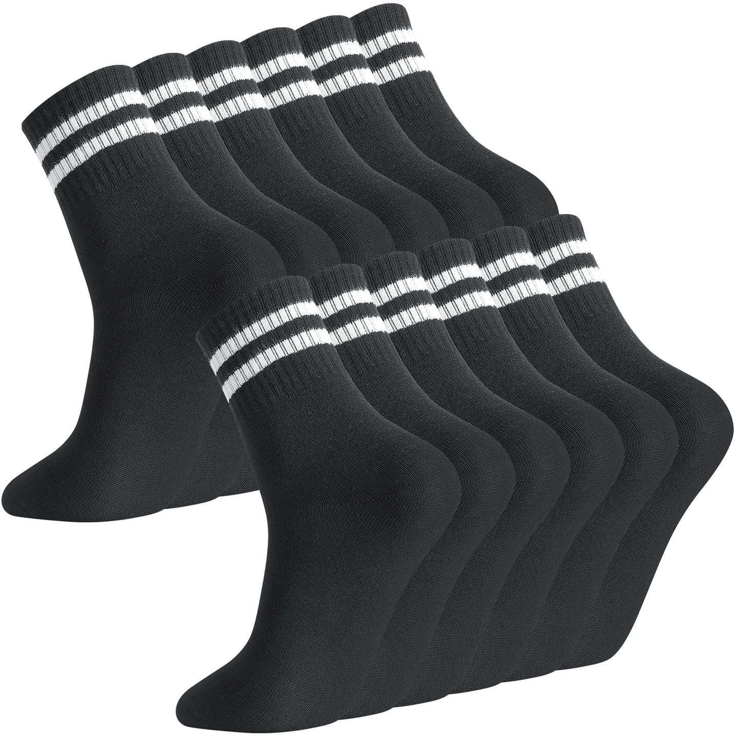 Taonganui Men’s Tennis Socks – 6-Pack Striped Cotton Sports Socks