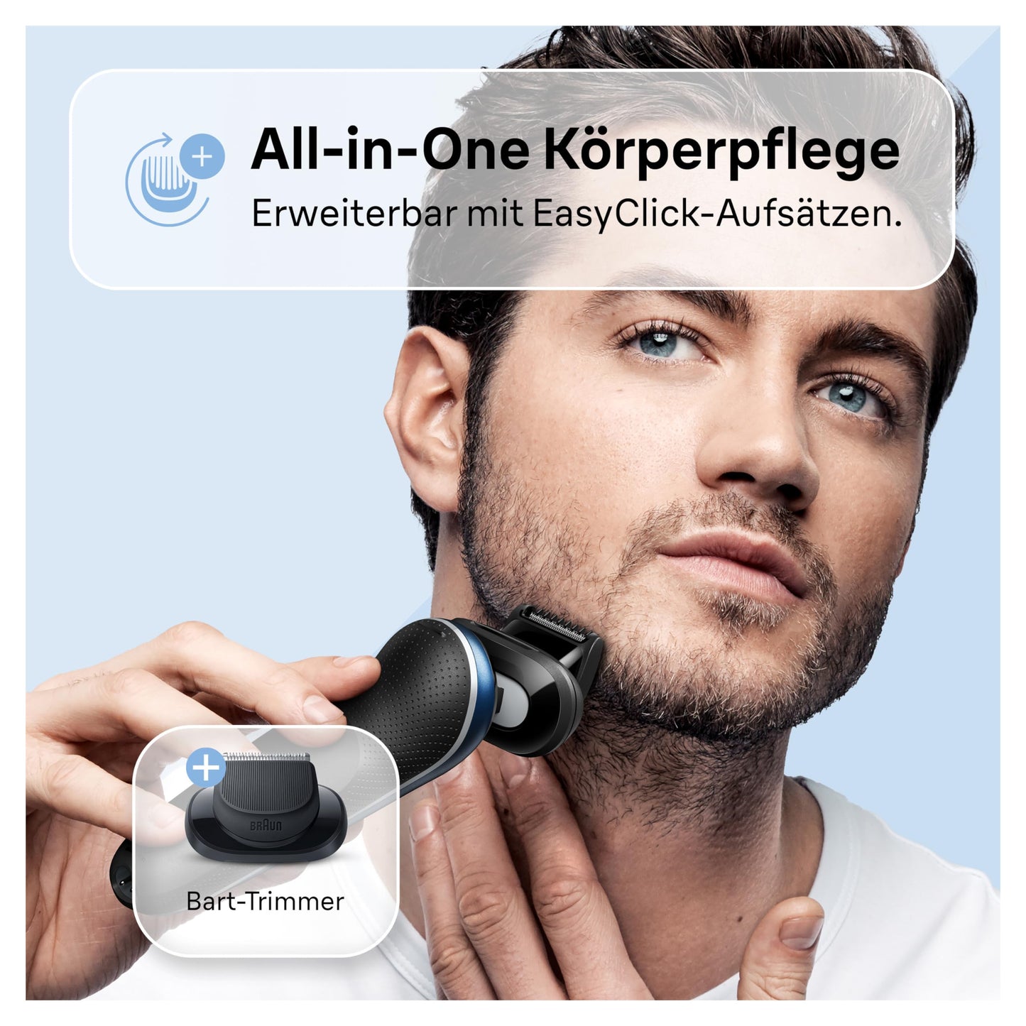 Braun Series 6 Elektrorasierer mit EasyClick Barttrimmer Aufsatz, SensoFlex Rasierer Herren Elektrisch, Ladestation, Wet & Dry, Geschenk Mann, Made in Germany, 61-B4500cs, blau