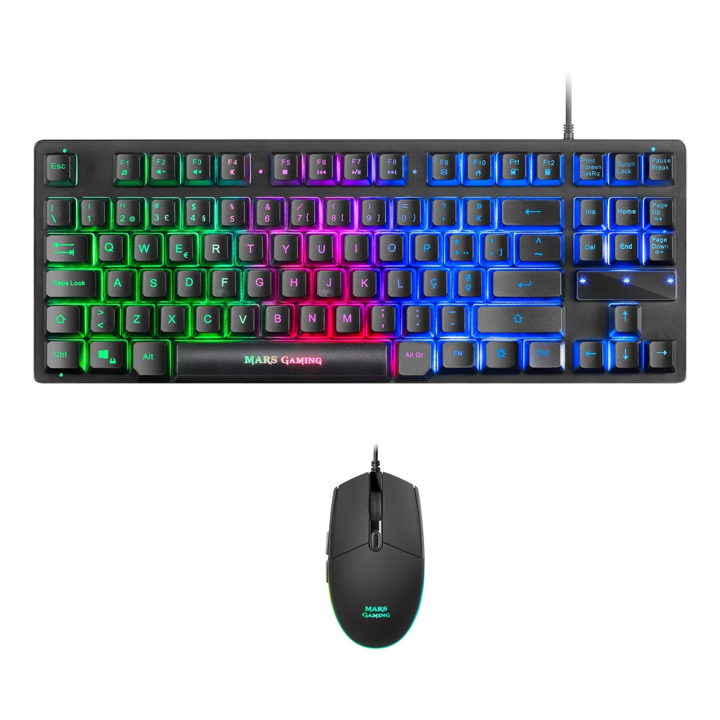 MARSGAMING MCP-RGB3, Pack Gaming Keyboard Fixed RGB + Gaming Mouse RGB Flow 3200 DPI + Headset Over-Ear RGB + XXL Mouse Pad, White, Portuguese Language