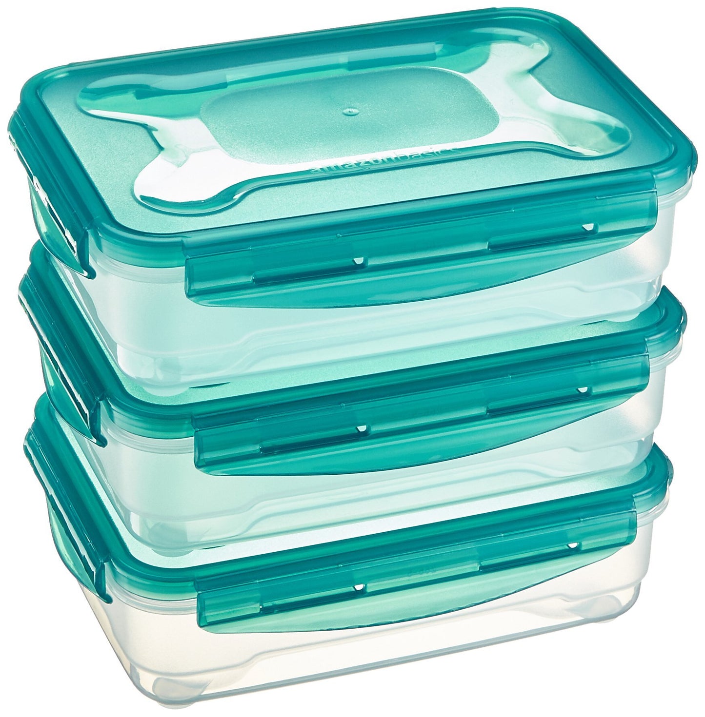 Amazon Basics Gefrierbehälter im Set, mit Deckel, luftdicht, auslaufsicher, stapelbar, für Kühlschrank/Gefriertruhe, BPA-frei, Kunststoff, mikrowellen- und spülmaschinenfest, 6 Stück 1er-Pack, farblos