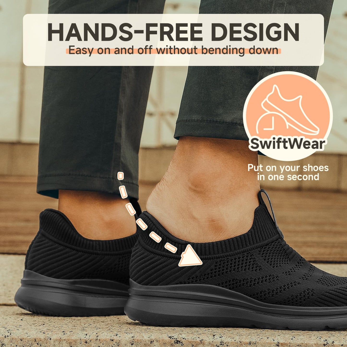 ODCKOI Men’s Slip-On Sneakers – Hands-Free, Lightweight & Training Shoes