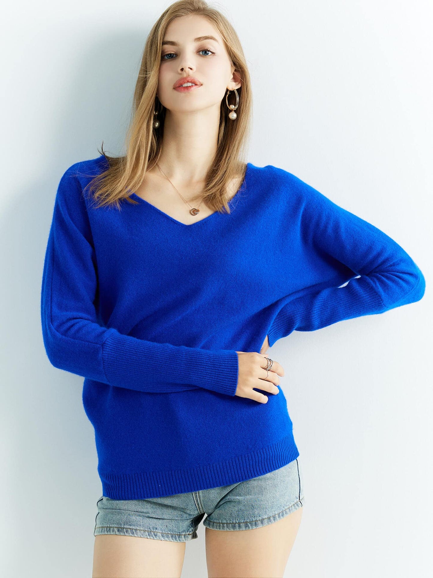 Chanyarn Women’s 100% Merino Wool Sweater – Soft V-Neck Oversized Pullover