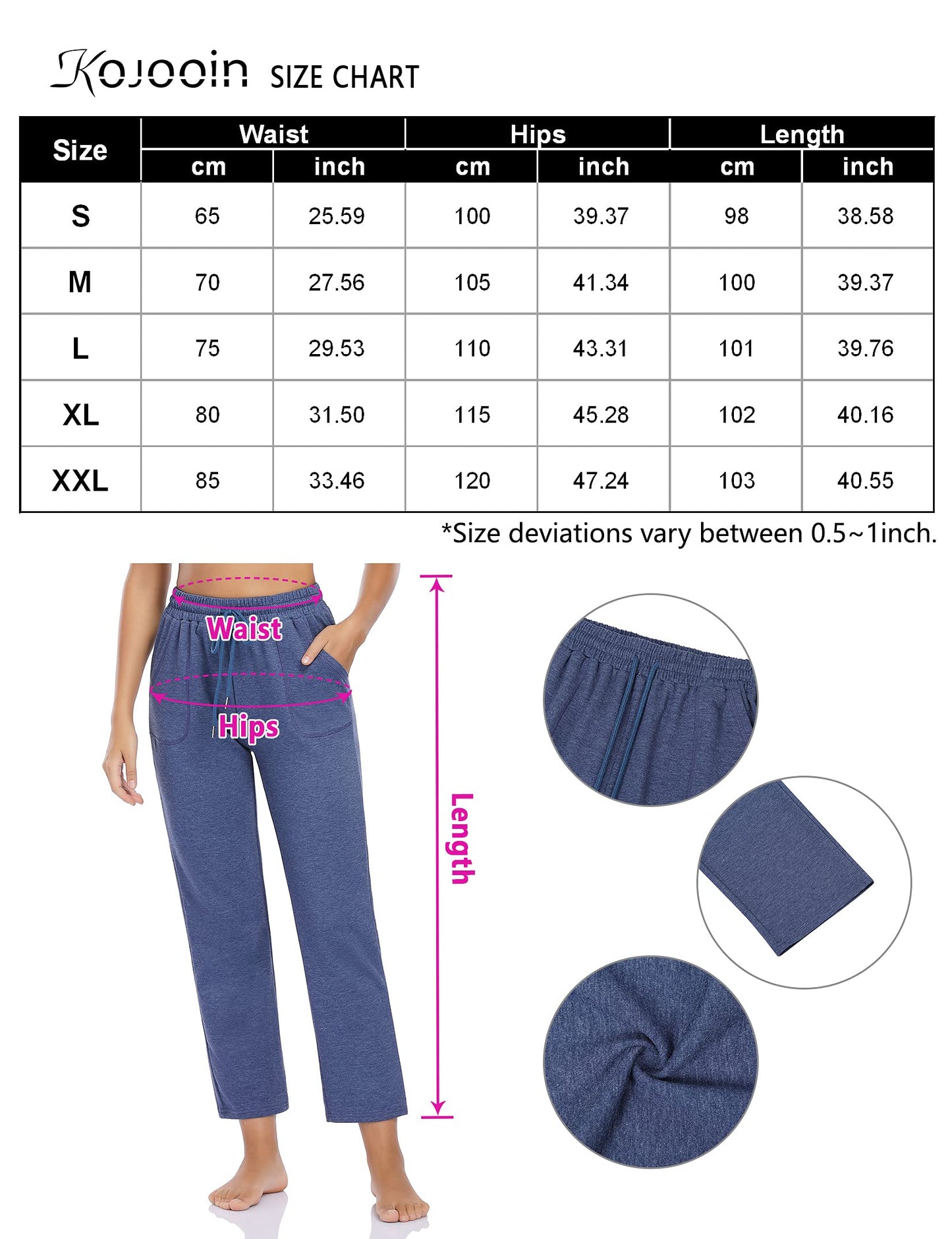 KOJOOIN Women’s Loose Fit Cotton Jogging Pants