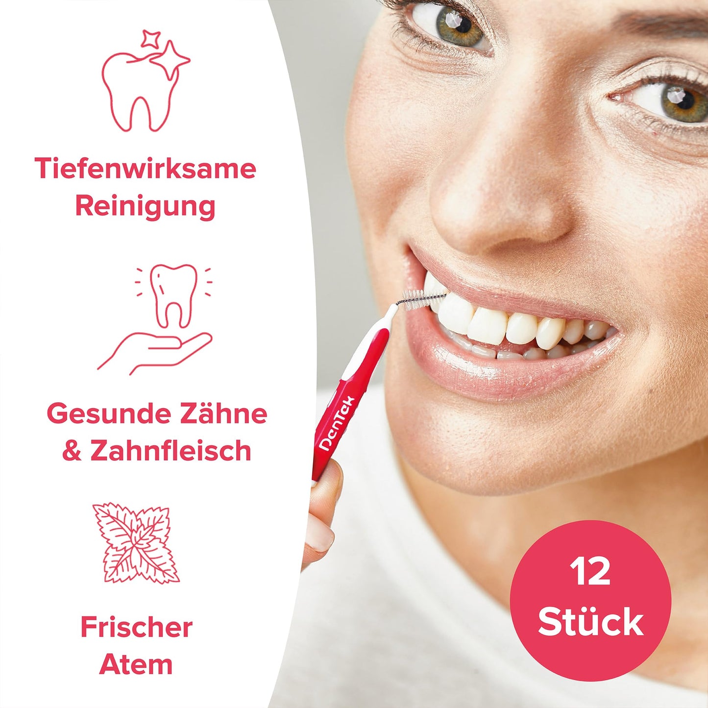 DenTek Slim Brush - Größe 1 - extra fein - für sehr enge Zahnzwischenräume - mit Minzgeschmack und hygienischer Schutzkappe, 32 Stück Pink