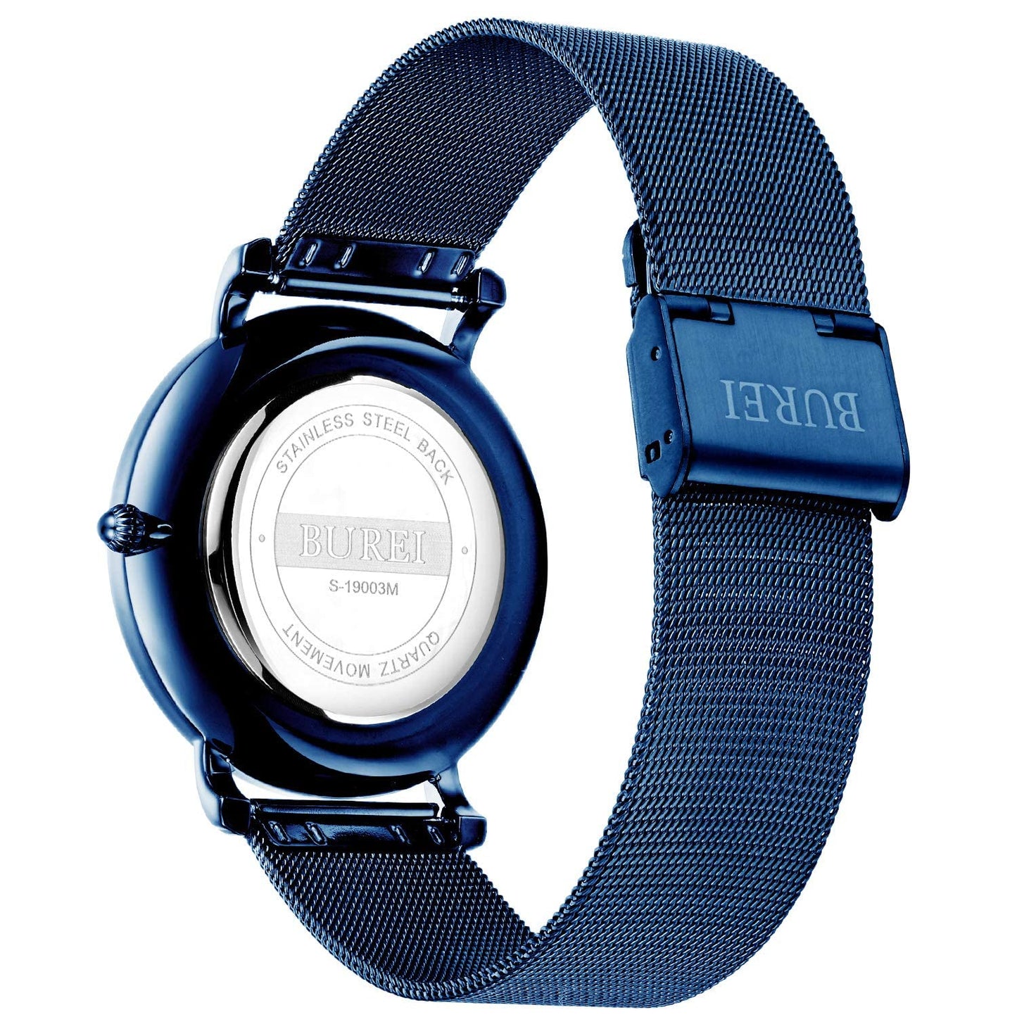 BUREI Ultra Dünne Uhren Herren Schwarze Analoges Datum Armbanduhr Herren mit Japanisches Quarzwerk, Geschenke für Männer