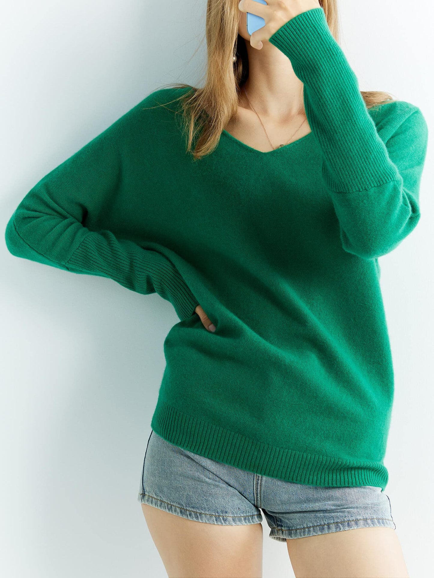 Chanyarn Women’s 100% Merino Wool Sweater – Soft V-Neck Oversized Pullover
