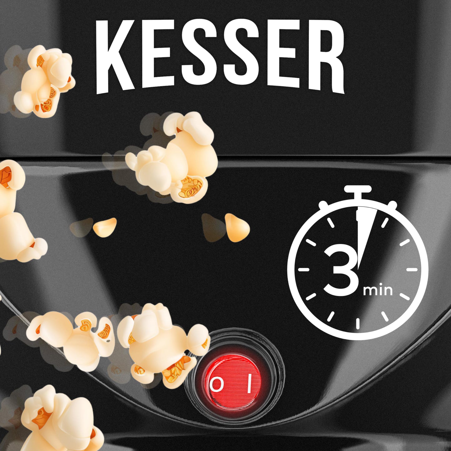 KESSER® Popcornmaschine Groß 800W | Popcorn-Maker 5,5l Inhalt mit Antihaftbeschichtung Deckel & Servierschale | für Öl Butter Zucker Stille & Schnelle inkl. abnehmbarer Heizfläche