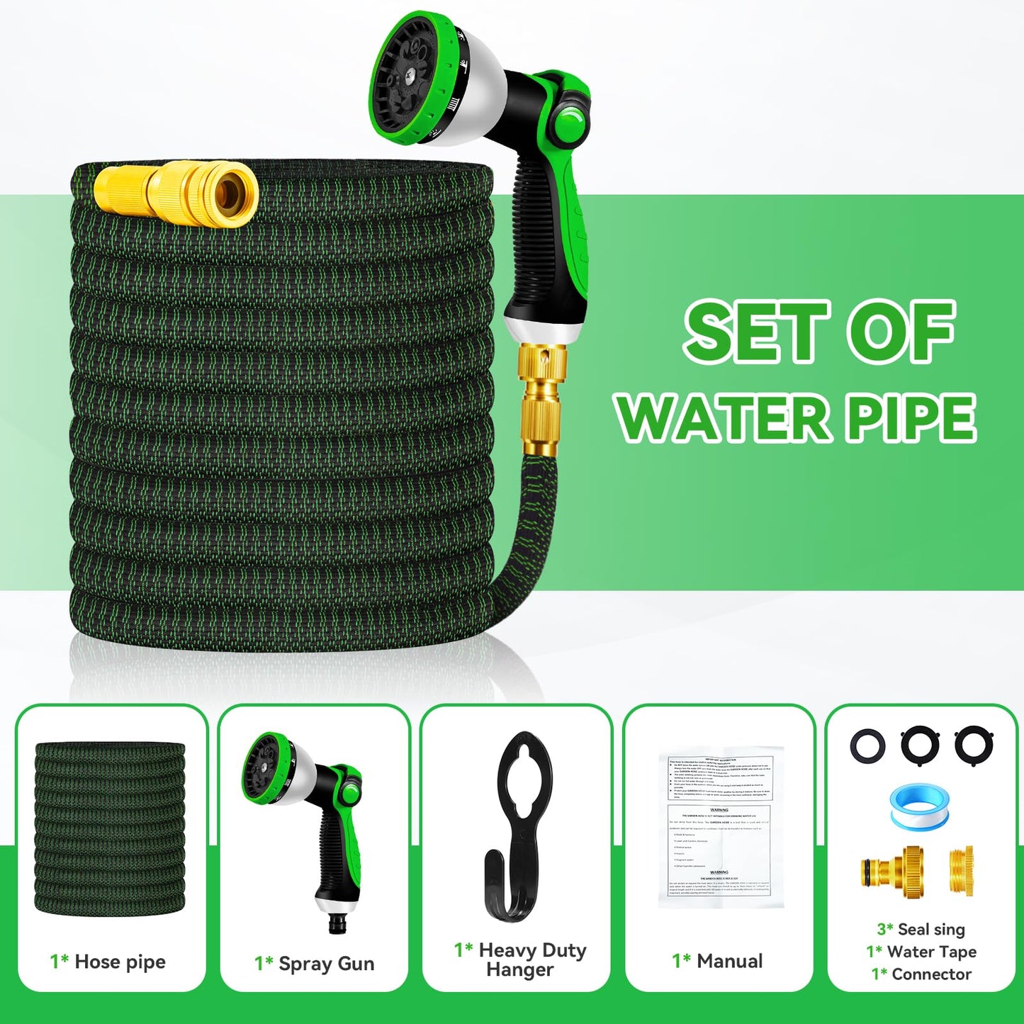 Yofidra Flexibler Gartenschlauch 30m, 3 Lagiger Latex Wasserschlauch mit 3/4 Zoll und 1/2 Zoll Metallanschlüsse, 3450D-Gewebe, Knickfrei, Strapazierfähiger Garden Hose Schlauch mit 10 Düse