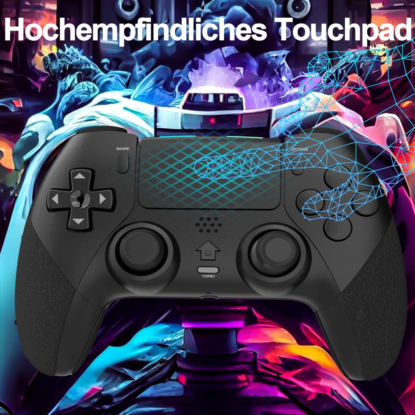Shiptree Wireless Controller für PS-4, Game Controller Kompatibel mit PS-4/Slim/Pro mit 2 Programmierbaren Tasten, Gamepad mit Trubo/Dual Vibration/6-Achsen Gyro Sensor/Touchpanel/Audio Jack - Weiß