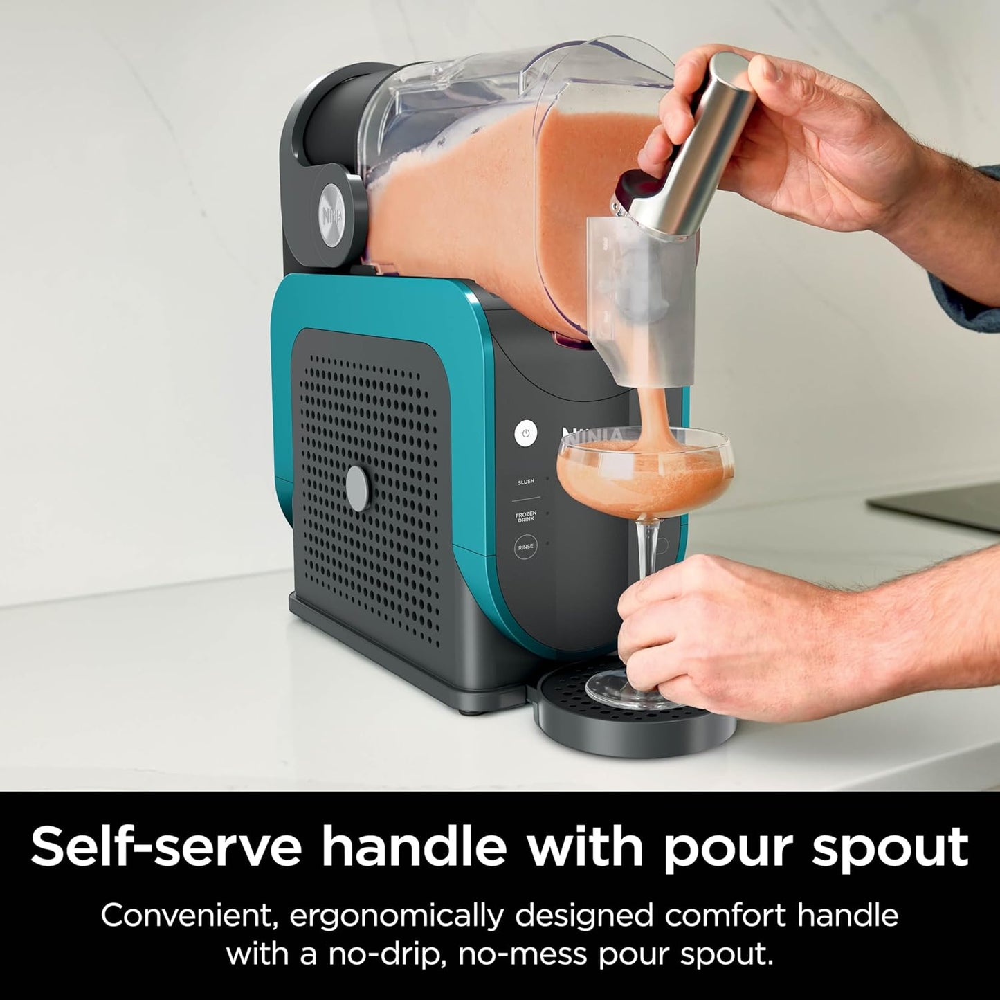 Ninja SLUSHi Professional Frozen Drink Maker mit RapidChill Technologie, 2,5 l Frozen Drink & Slushie Maschine, 2 voreingestellte Programme, Frozen Margaritas und mehr, Premium-Akzente, Blaugrün,