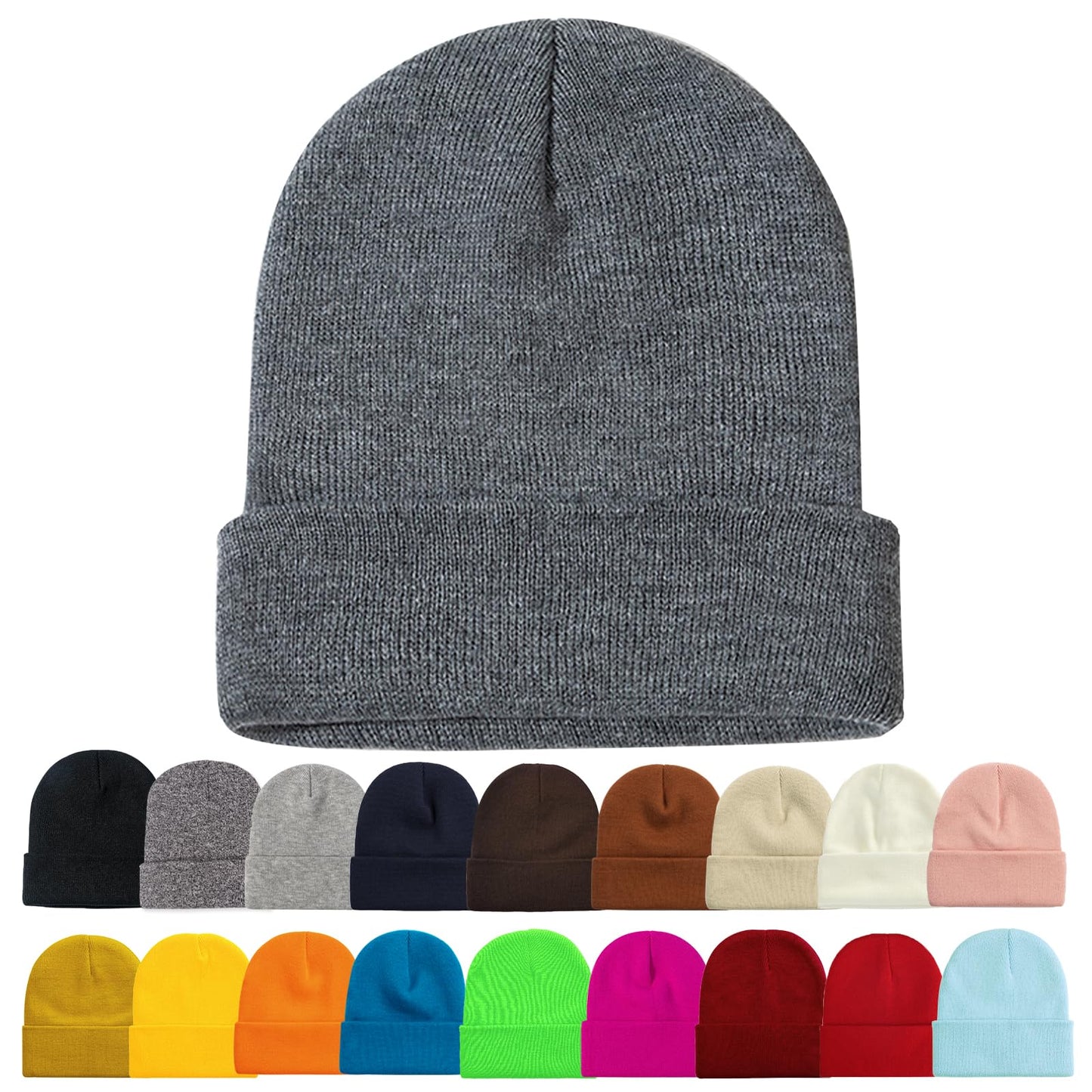 ZOORON 1&2 Pack Beanie for Men Women Slouchy Beanie Hats Winter Knit Caps Soft Ski Hat Unisex