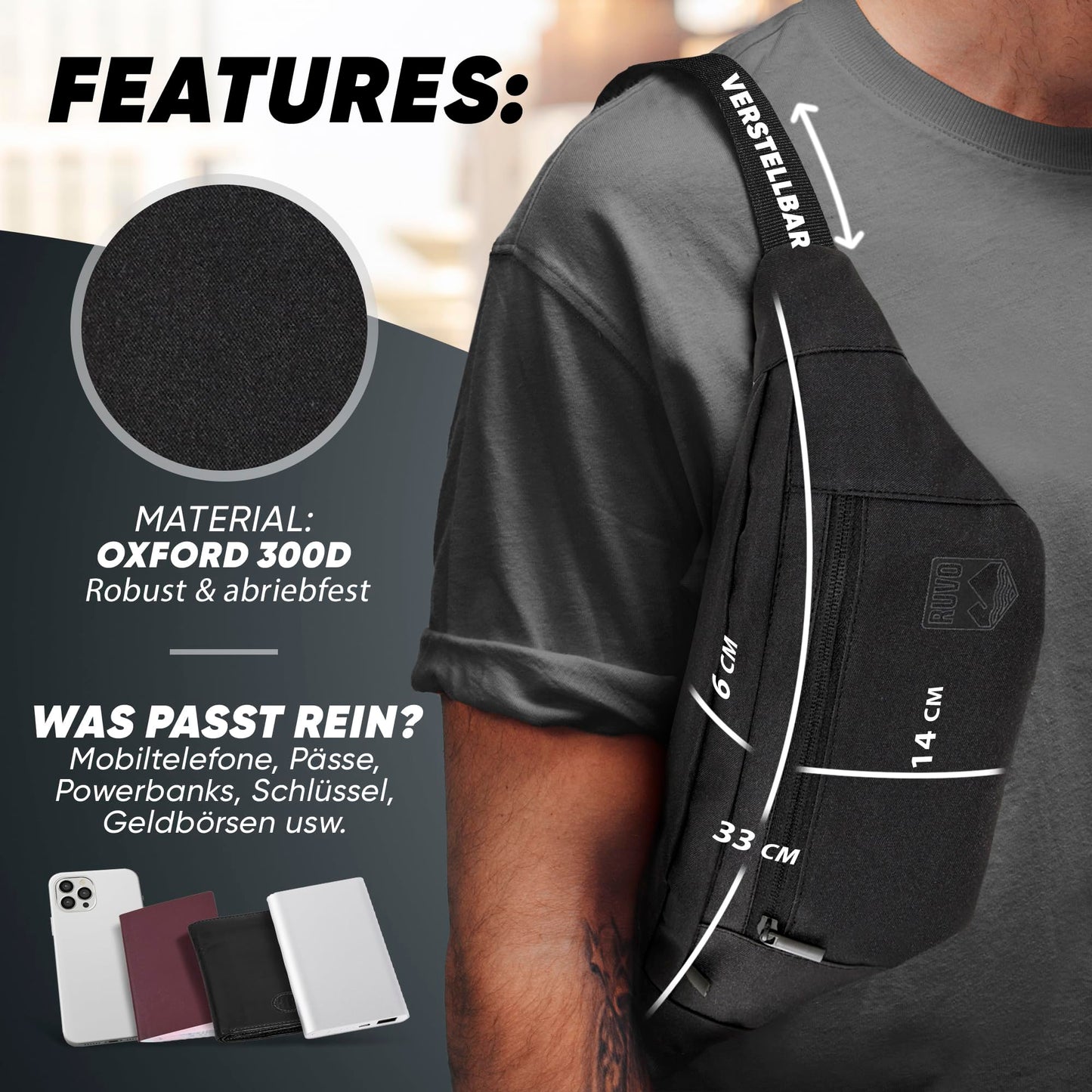 RUVO Waist Bag – Stylish & Spacious Unisex Hip Bag for Every Activity