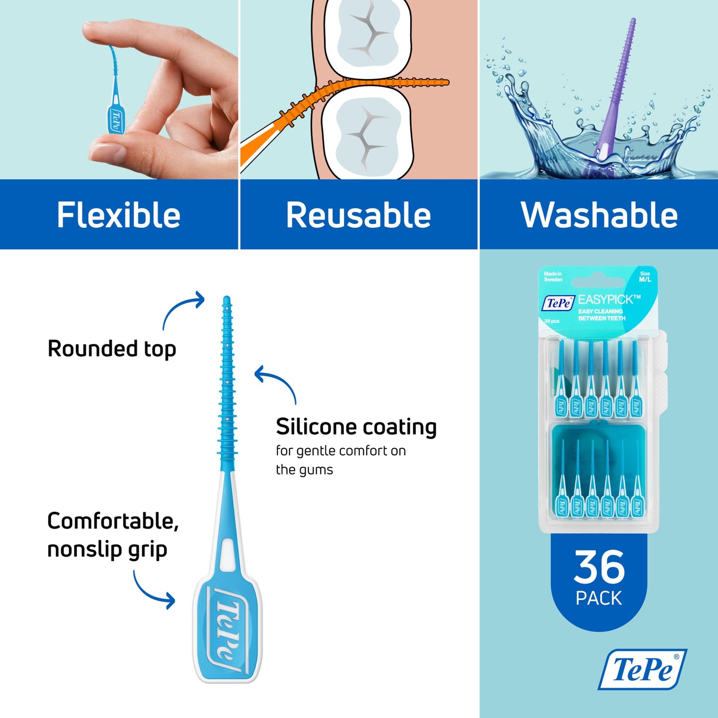 TePe EasyPick Dental Stick XS/S / 1 x 36 Stück inklusive praktischem Taschenetui / Für eine einfache, tägliche Anwendung zwischendurch und unterwegs