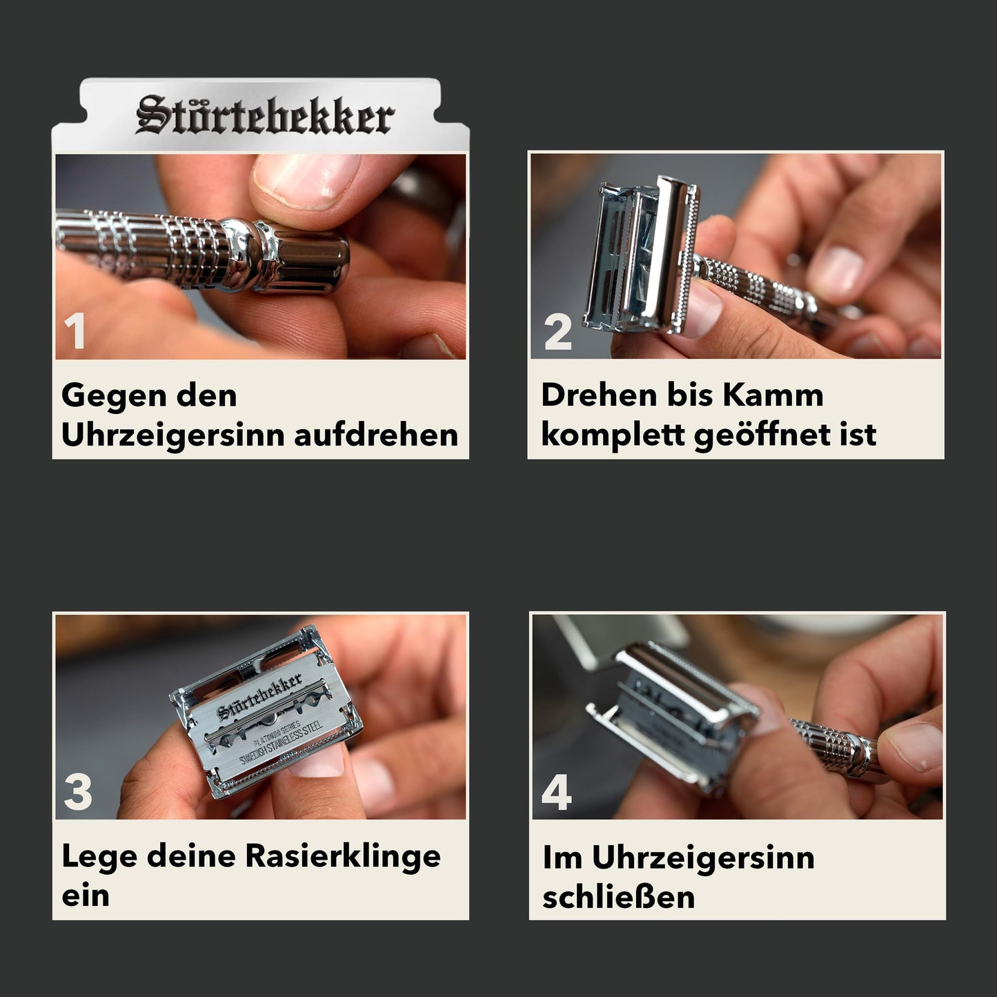 Störtebekker® Premium Rasierhobel ‘Hamburg’ im handgefertigten Leder-Etui - *TESTSIEGER* Stiftung Warentest (12/2024) - Rasier-Set mit 10 Rasierklingen, Reise-Etui & eingebautem Spiegel - Nassrasierer