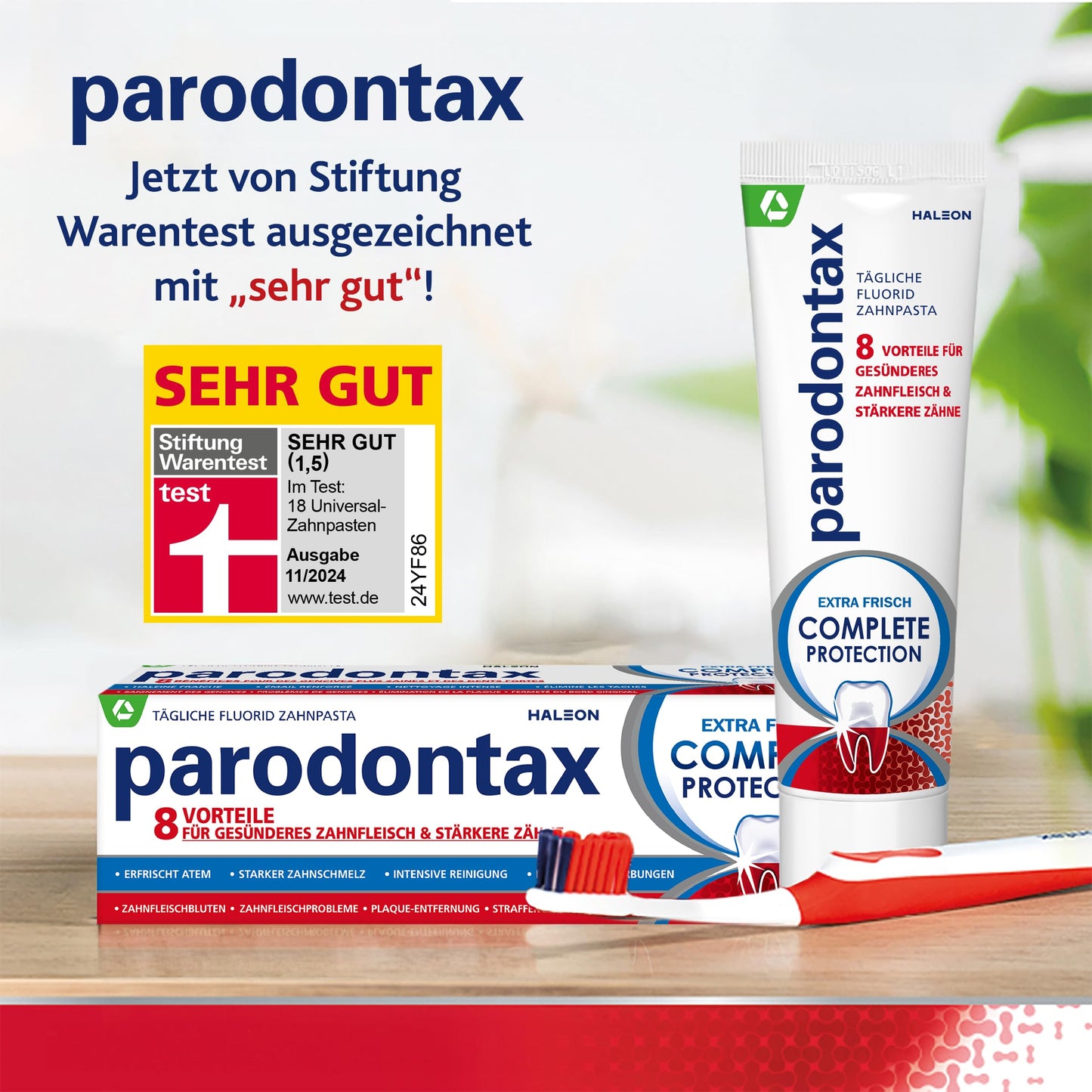 Parodontax Complete Protection Zahnpasta mit Fluorid, 4x75ml, hilft Zahnfleischbluten zu reduzieren und vorzubeugen