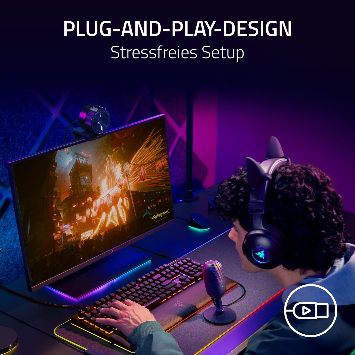 Razer Seiren V3 Mini - Ultrakompaktes USB-Mikrofon (14mm Supernieren Kondensatormikrofon, Tap-to-Mute-Sensor mit LED-Anzeige, integrierter Stoßdämpfer, Plug-and-Play Design) Schwarz