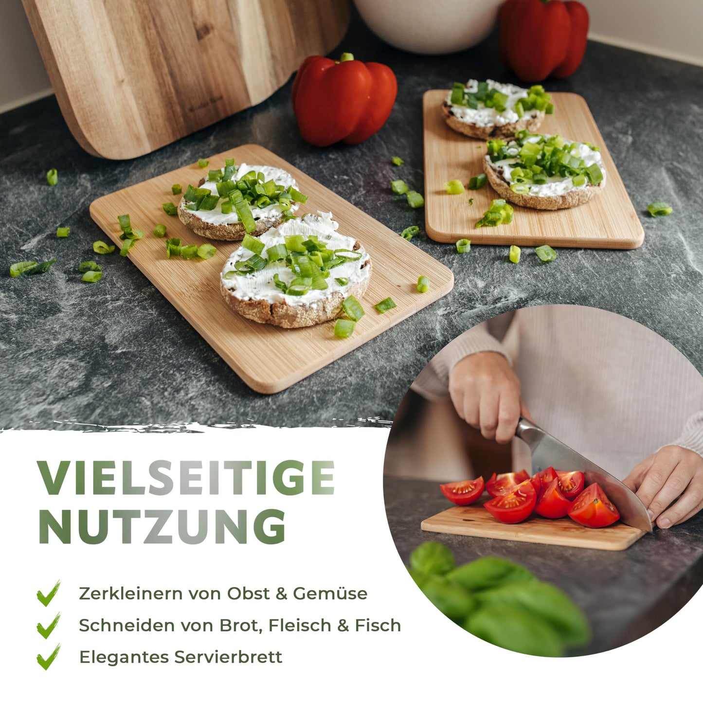 Exitoso 3-Piece Innovative Chopping Board Set | Non-Slip with Juice Groove and Handle | Dishwasher Safe | Antibacterial | Grey/Black Plastic