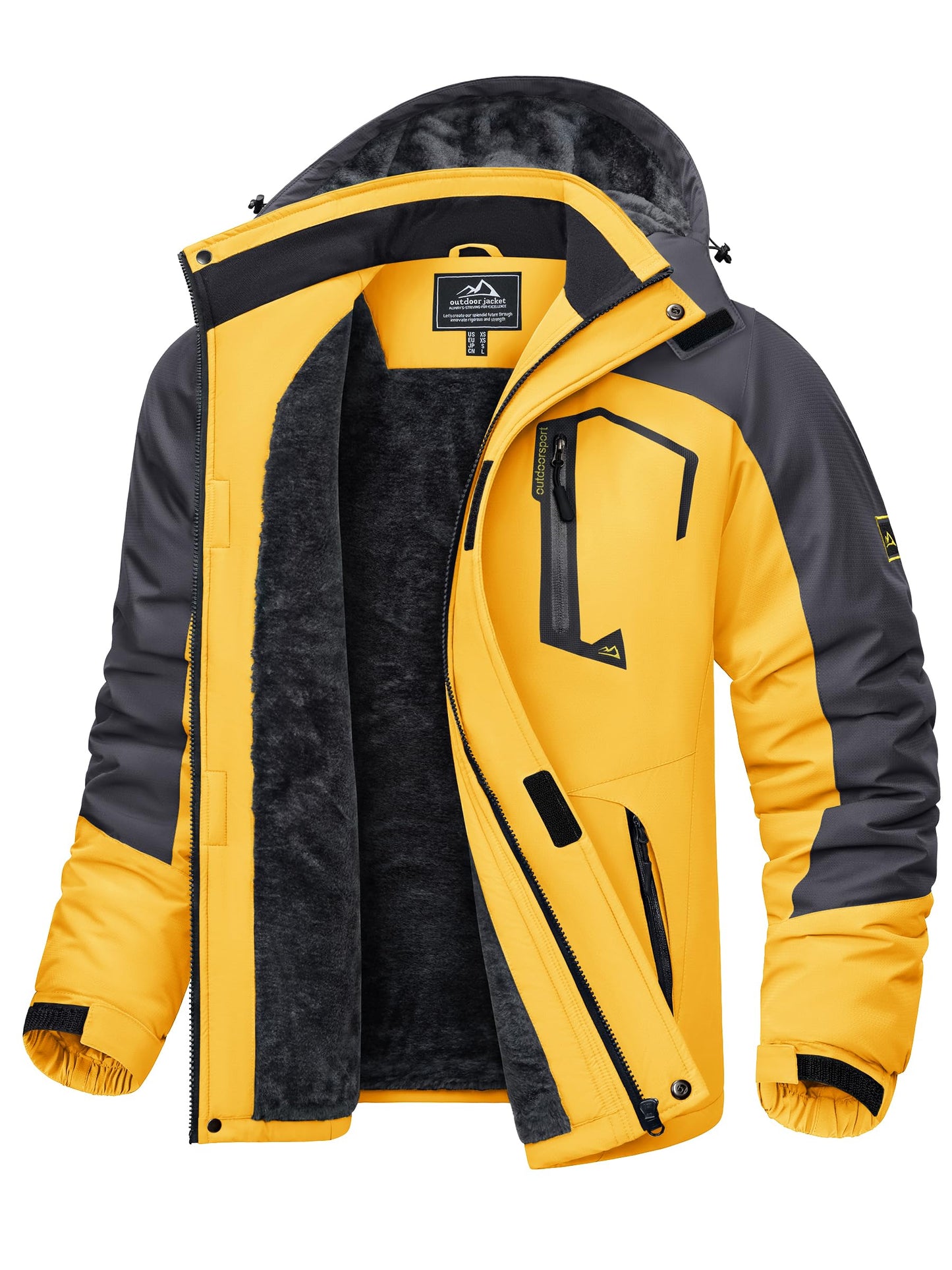 KEFITEVD Herren Skijacke Atmungsaktiv Warm Gefüttert Winterjacke mit Abnehmbarer Kapuze Snowboardjacke Wasserdicht Outdoorjacke