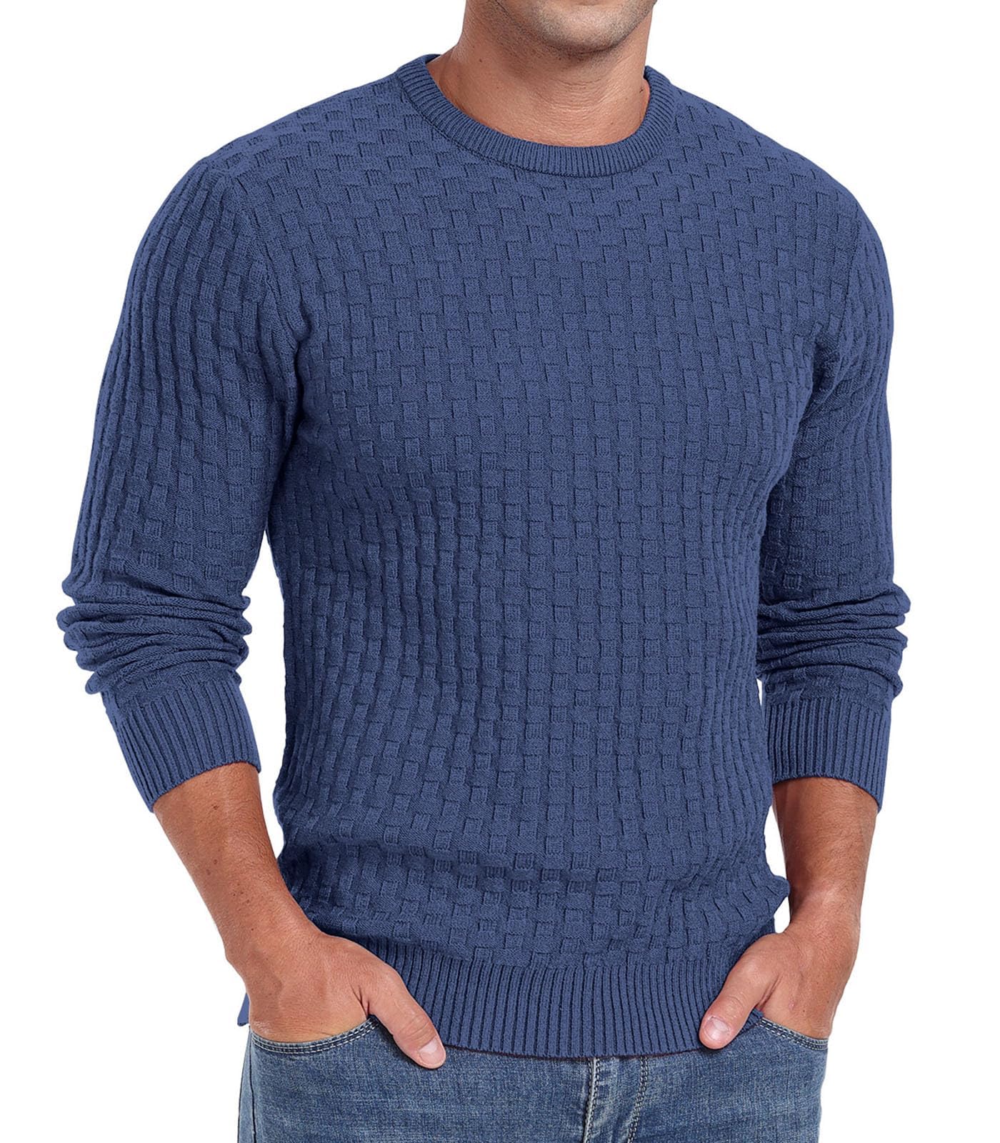 Sailwind Men’s Crew Neck Waffle Knit Sweater