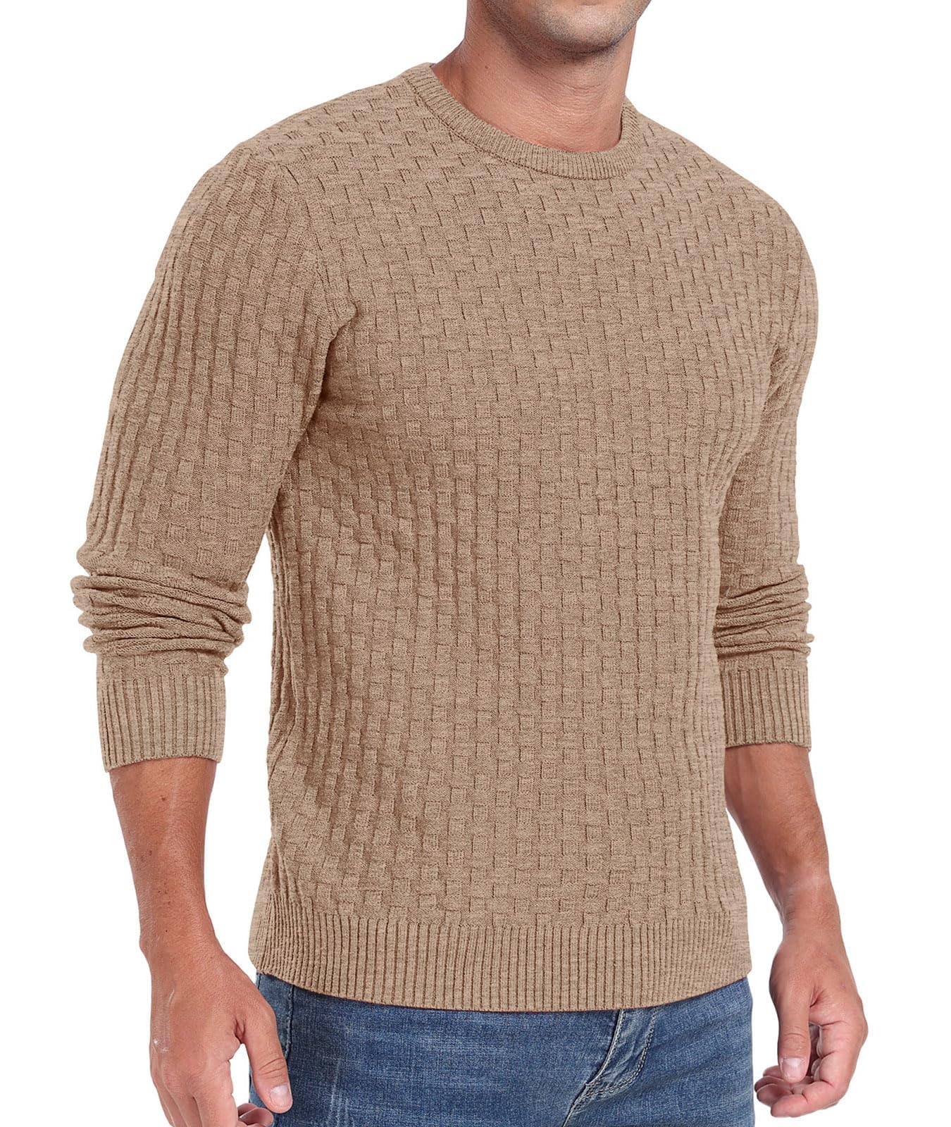 Sailwind Men’s Crew Neck Waffle Knit Sweater