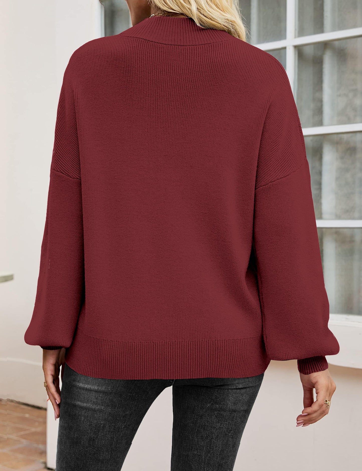 Zeagoo Women’s Puff Sleeve Knit Sweater – Cozy Loose Fit Pullover