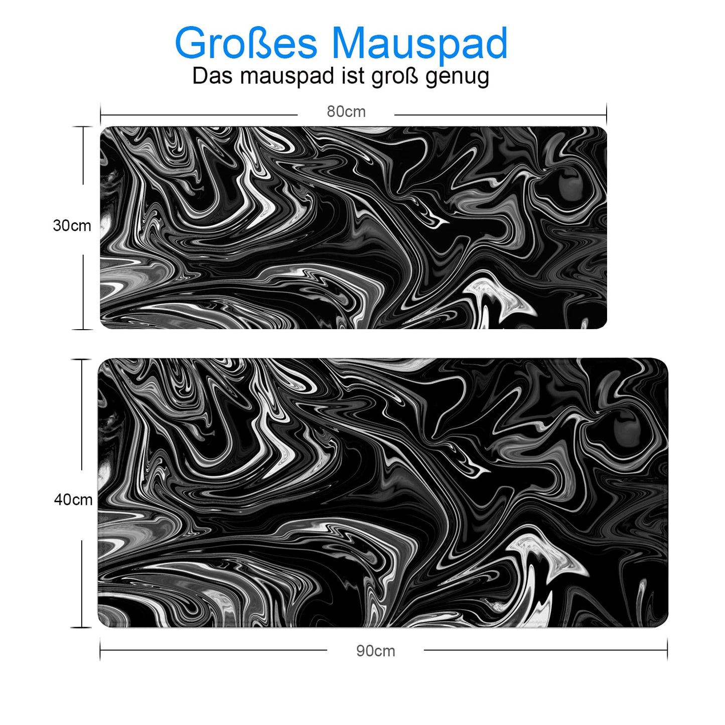 Owege Gaming Mauspad XXL 900 x 400 mm Artistic Curve Mousepad Groß Vernähte Kanten WassXerdicht Anti-Rutsch für PC, MacBook,Laptop Verbessert Präzision und GeschwindigkeiX
