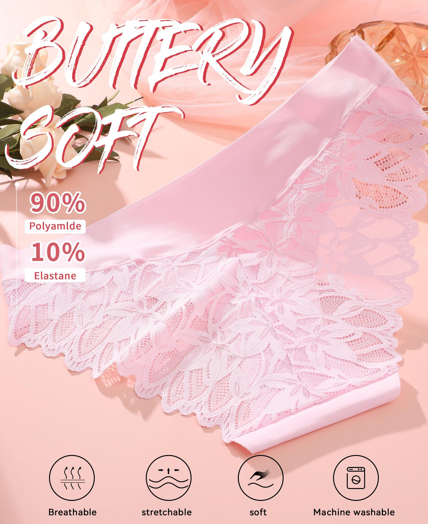 Women’s Lace Seamless Underwear Pack of 6