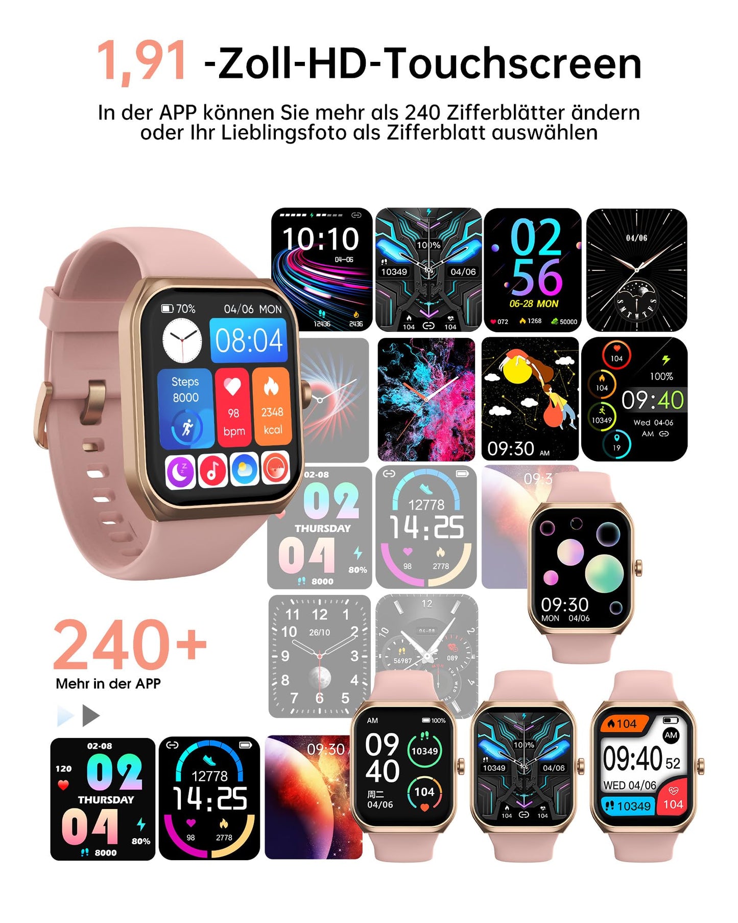 TUYOMA Smartwatch Herren mit Telefonfunktion - 1.91" Smart Watch IP68 Wasserdicht,24h Herzfrequenz, SpO2, Schlafmonitor,SchrittzäHler,112+ Sportarten,Spiele,Kompatibel mit Android IOS