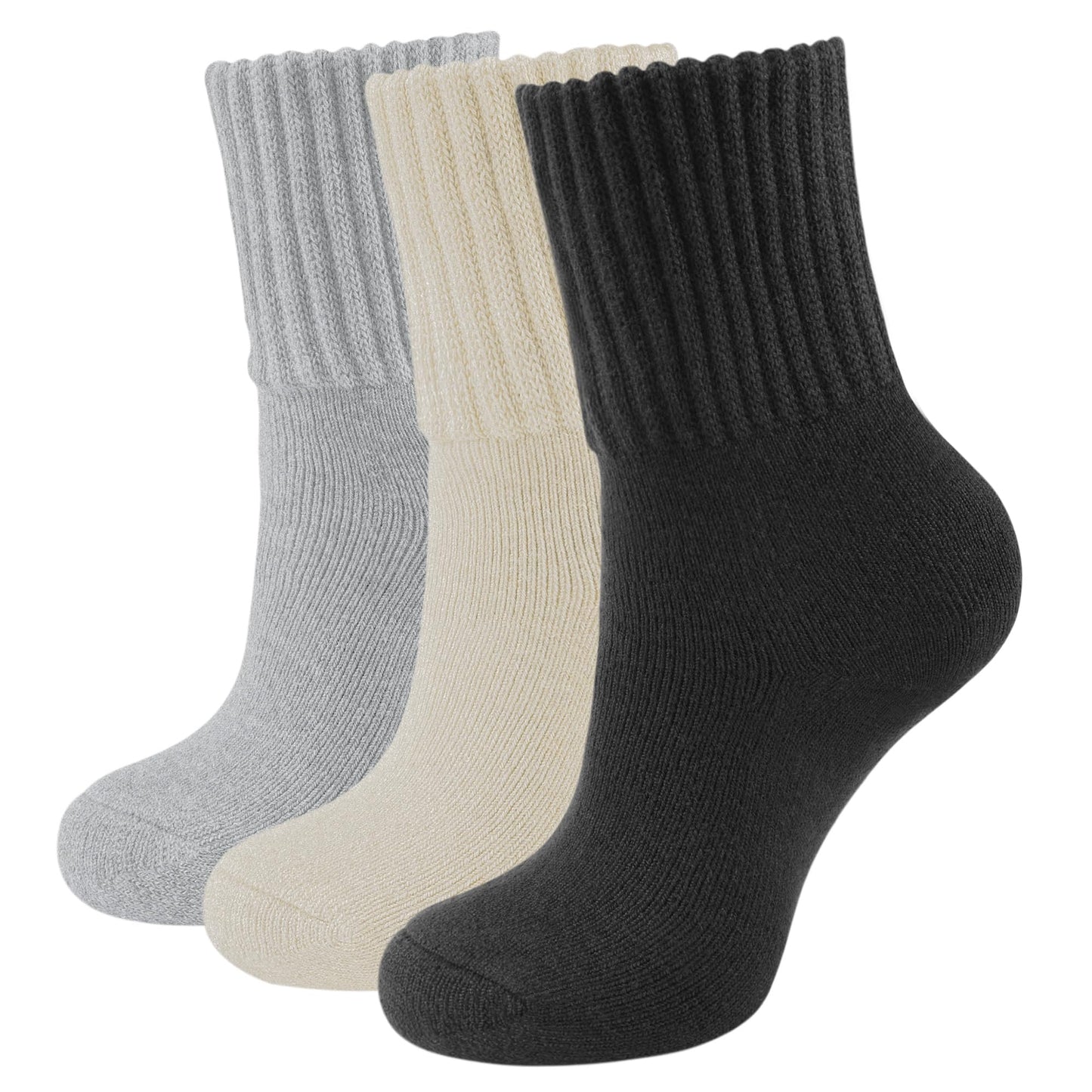 Thermosocks for Women – 3 Pairs Thick Knit Winter Socks