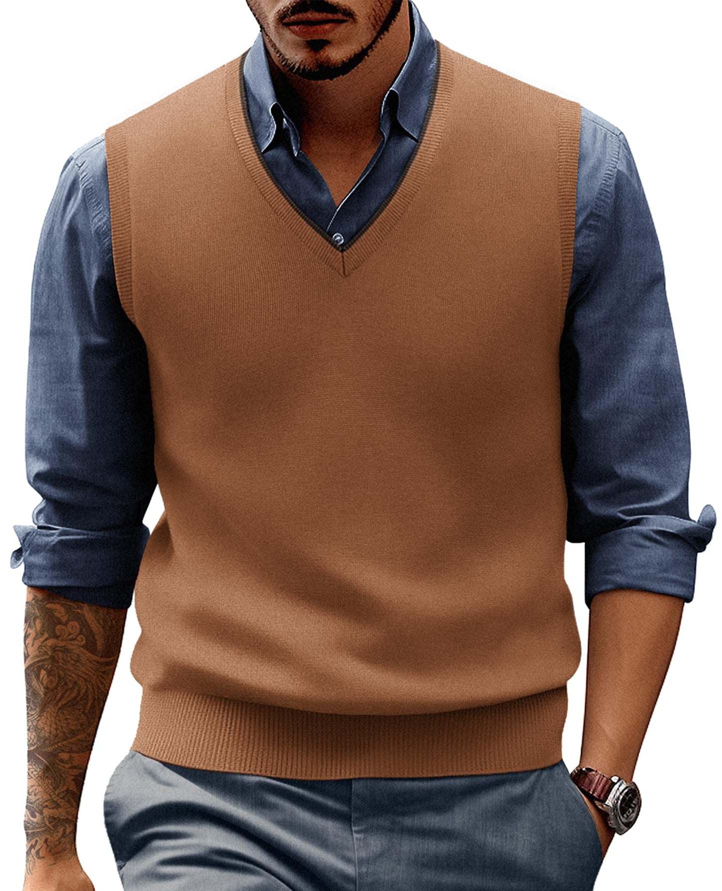 PJ PAUL JONES Men’s Sweater Vest – Wool Blend V-Neck Pullover