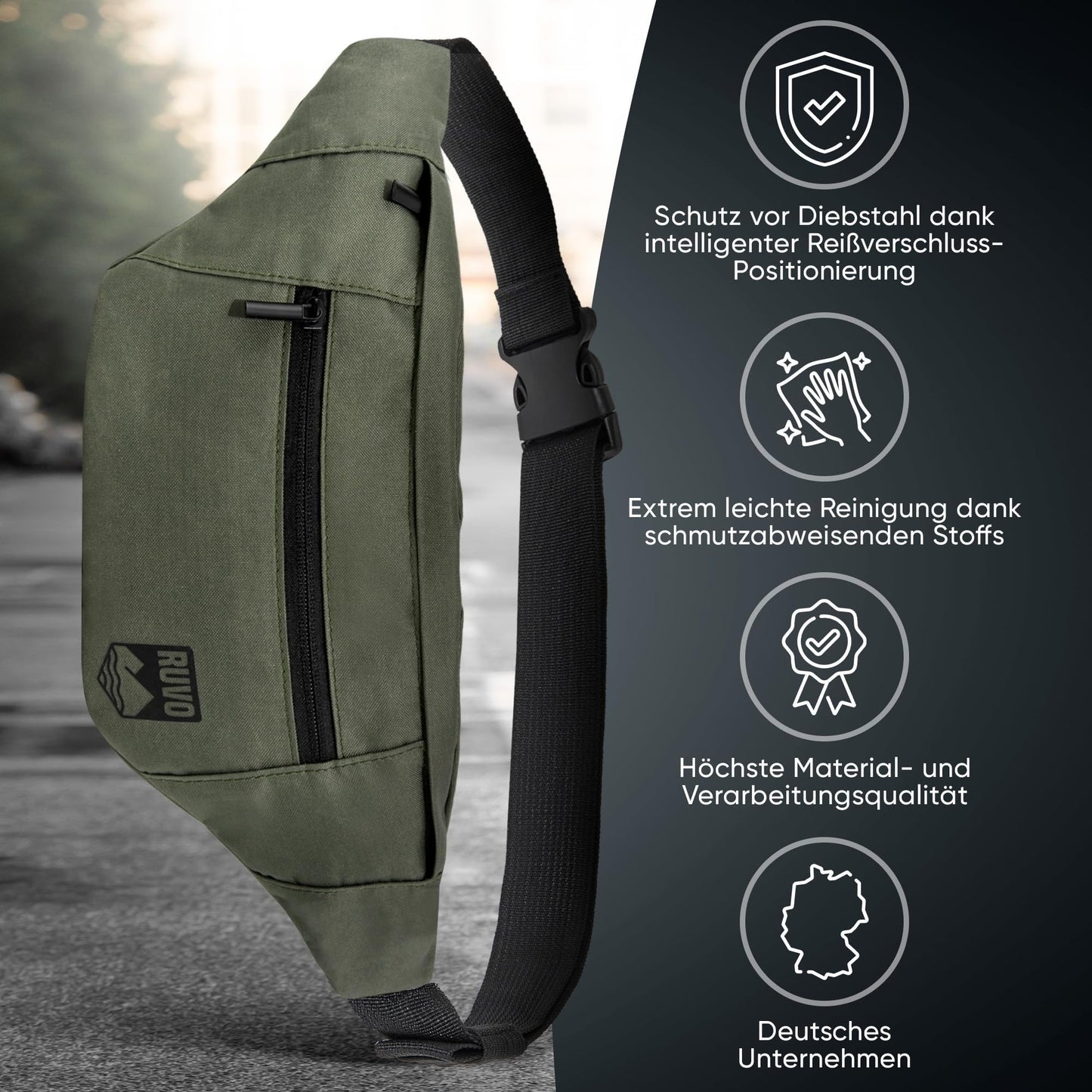 RUVO Waist Bag – Stylish & Spacious Unisex Hip Bag for Every Activity