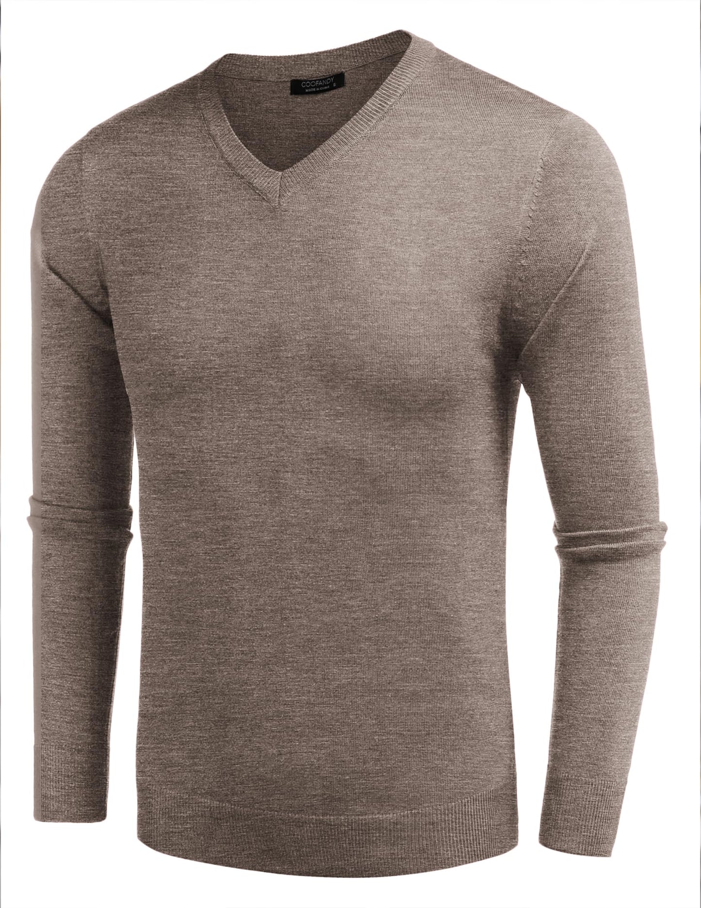 COOFANDY Men’s V-Neck Knit Sweater – Classic Long Sleeve Pullover