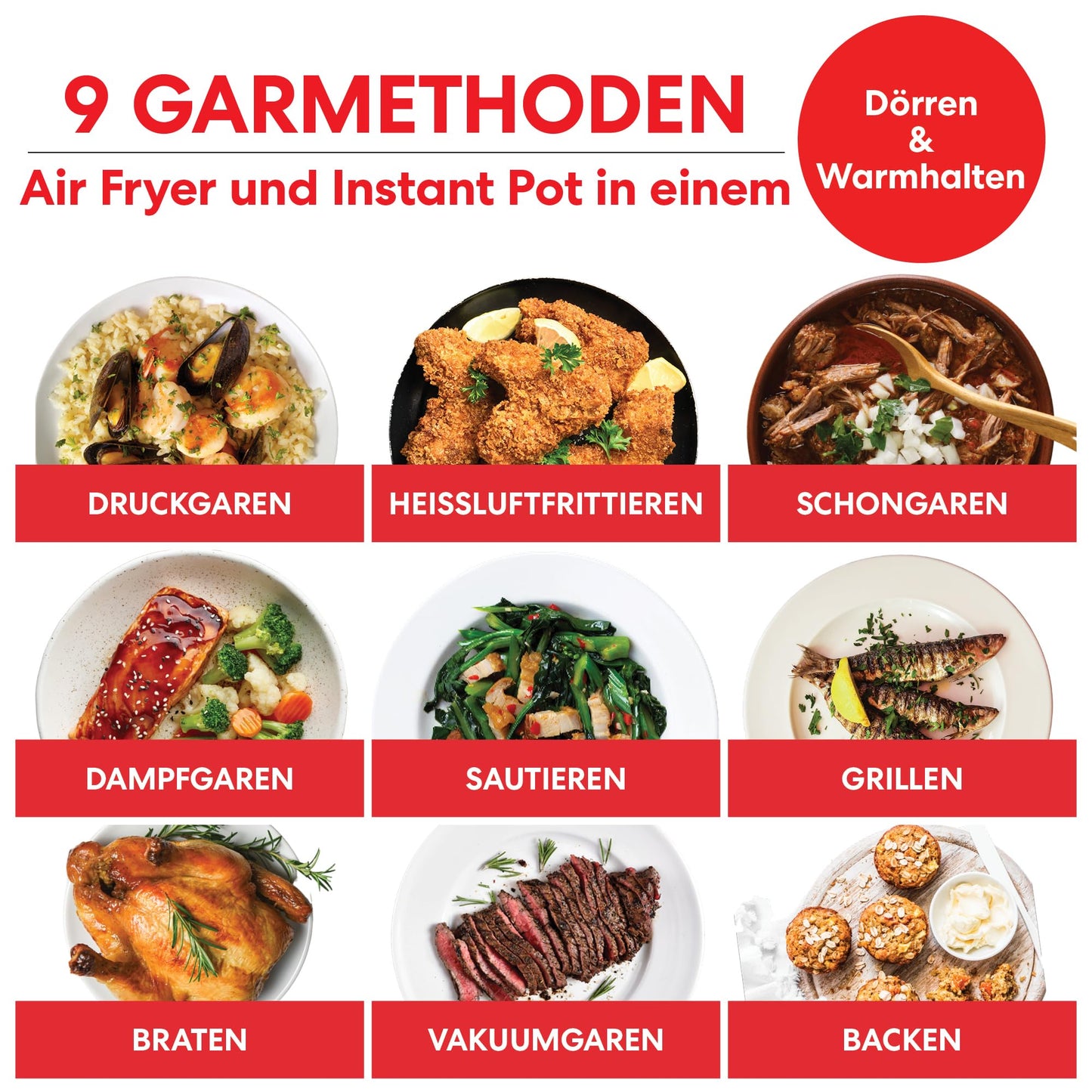 Instant Pot Duo Crisp + Heißluftfritteuse 11-in-1 Elektro-Multikocher - Schnellkochtopf, Luftfritteuse, Schongarer, Dampfgarer, Dehydrator mit Grill, Warmhalte- und Backfunktion, Edelstahl