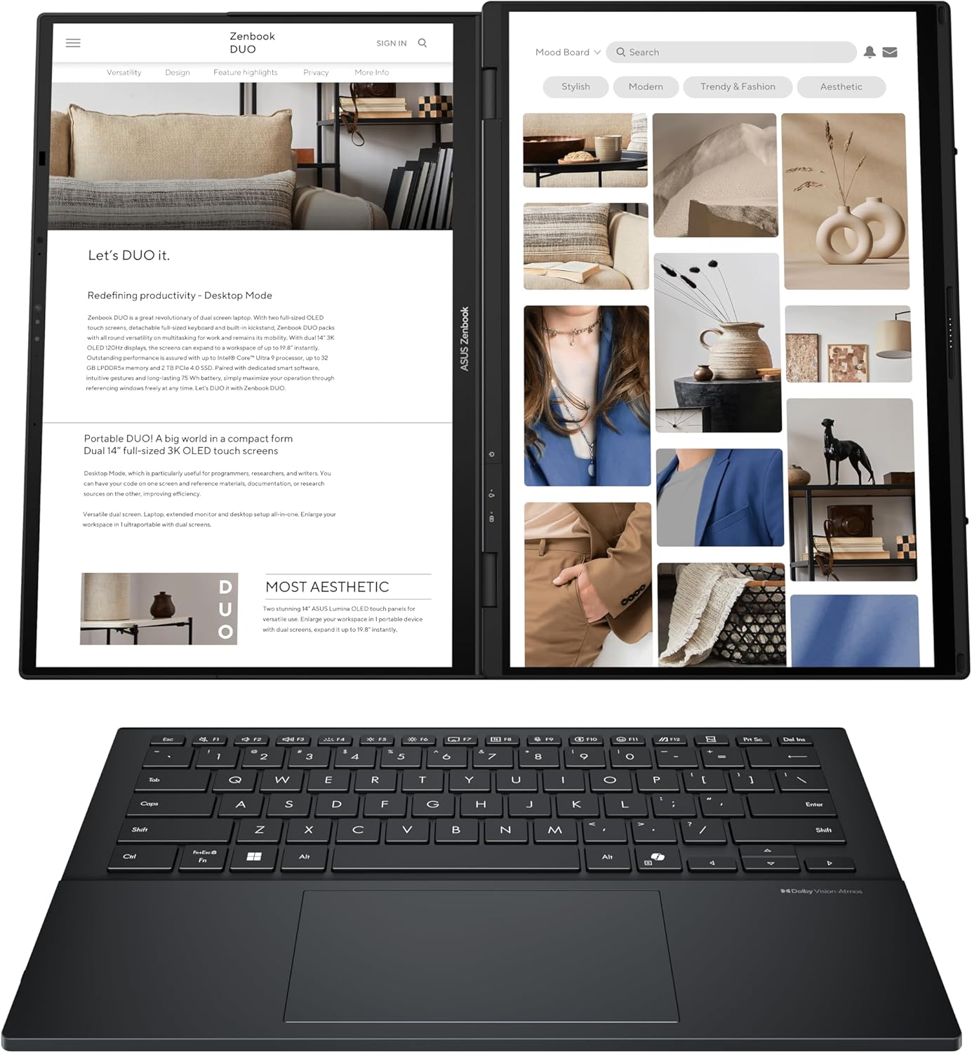 ASUS Zenbook Duo OLED, 14" WUXGA 16:10, Ultra 9, 16GB RAM, 1TB SSD