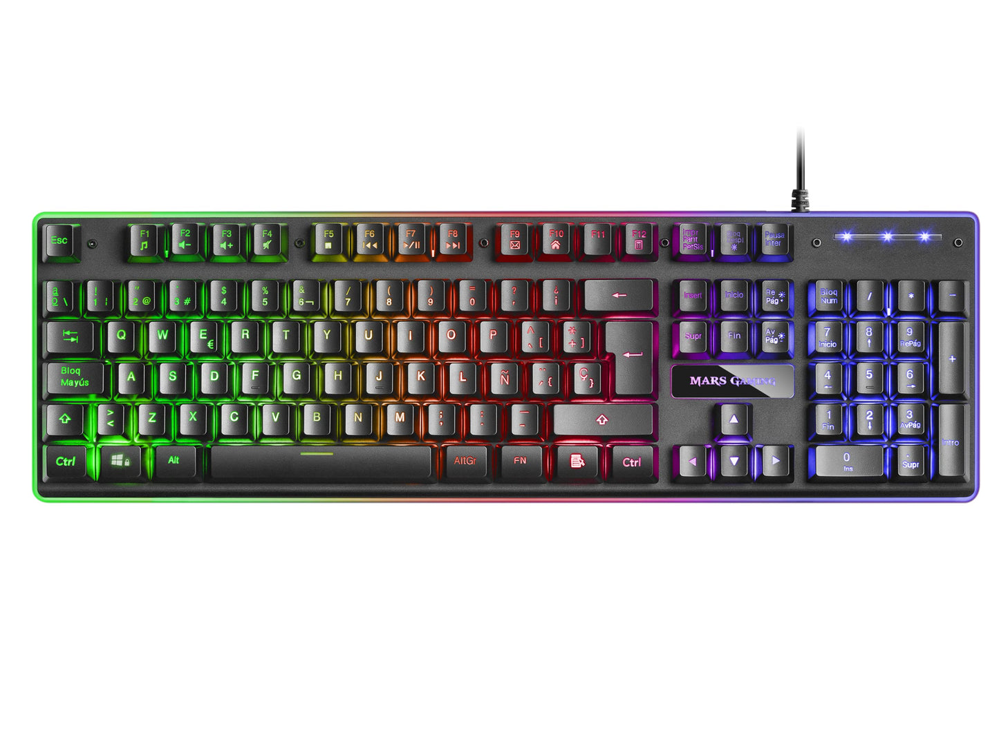 MARSGAMING MCP-RGB3, Pack Gaming Keyboard Fixed RGB + Gaming Mouse RGB Flow 3200 DPI + Headset Over-Ear RGB + XXL Mouse Pad, White, Portuguese Language