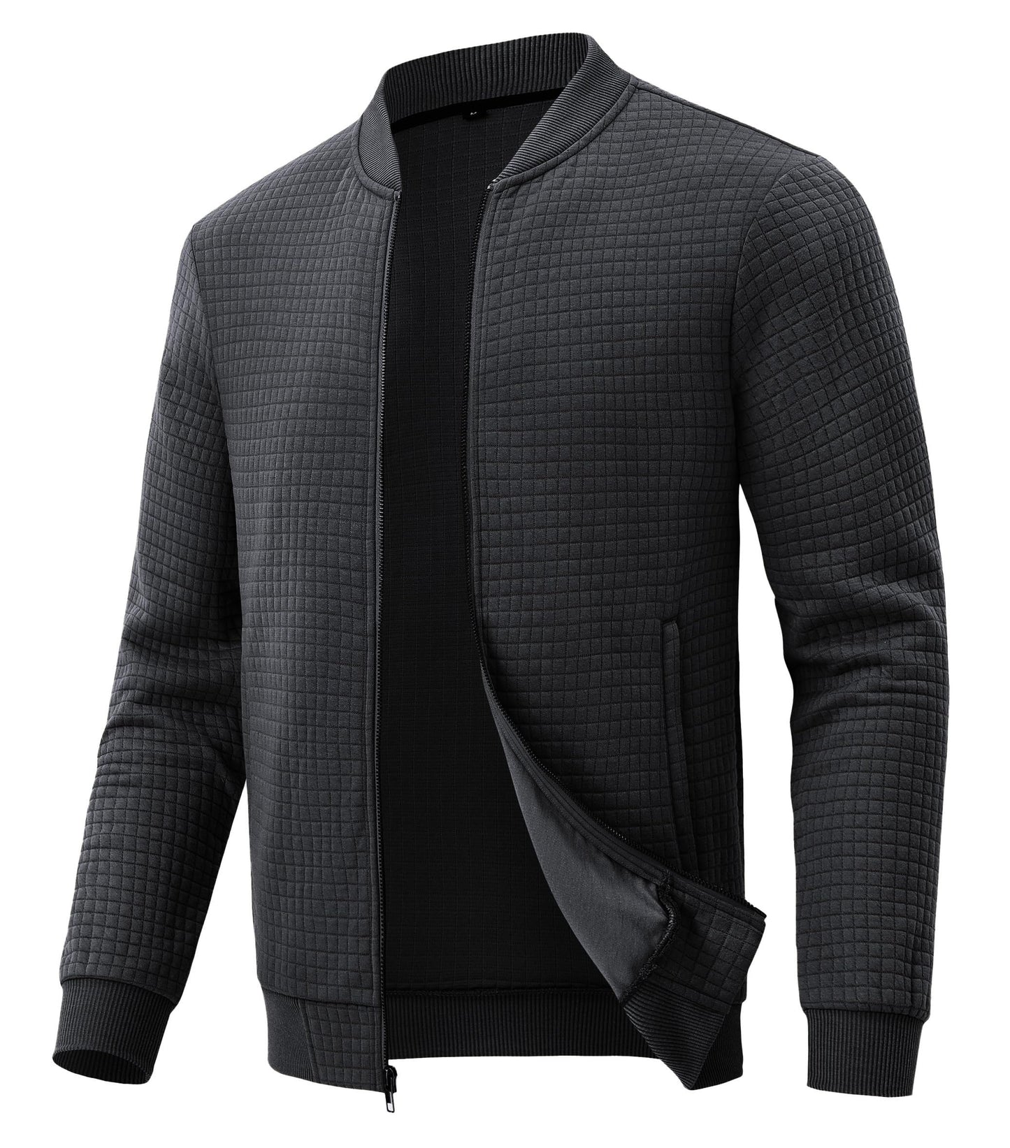Men’s Transitional Jacket – Lightweight Winter Jacquard Coat with Zipper Pocket