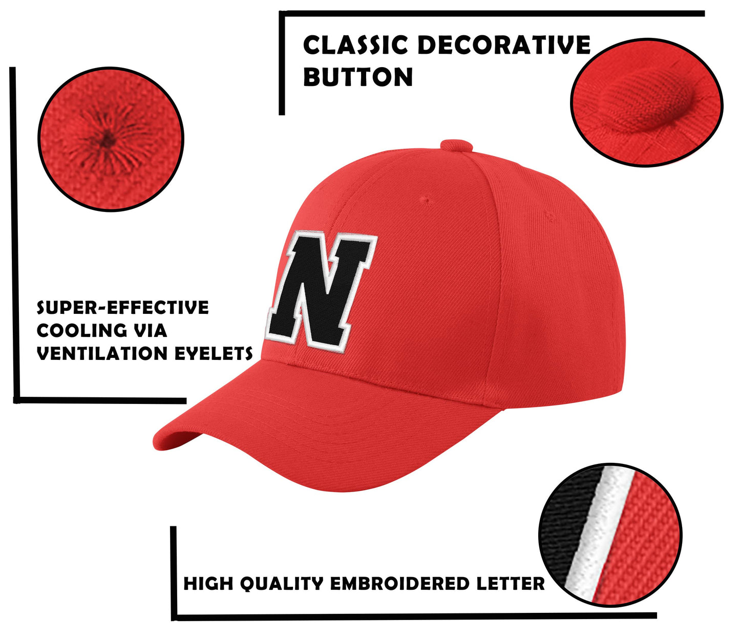morefaz New Baseballkappe, rot, für Jungen, Mädchen, Kinder, Mütze, Unisex, A-Z, Alphabet