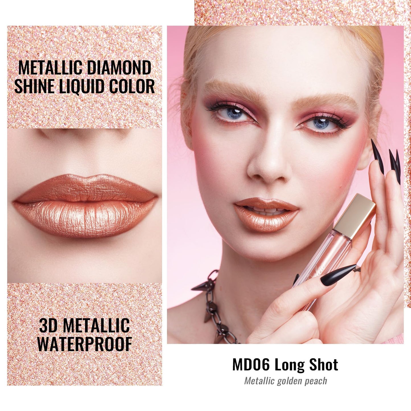 Oulac Metallic Glitter 2-in-1 Lipstick Eyeshadow Long-Lasting Waterproof High-Pigment